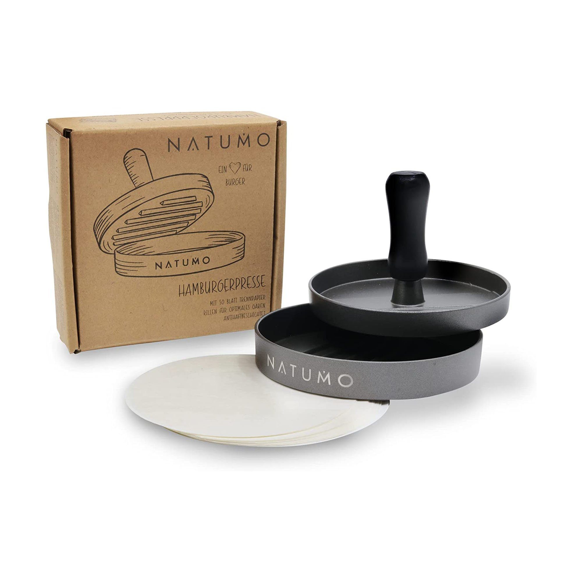 natumo Burgerpresse Burger Presse Gun Metal + Papier, Metall