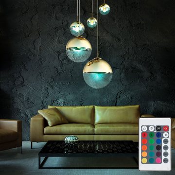 etc-shop LED Pendelleuchte, Leuchtmittel inklusive, Warmweiß, Kugel Decken Hänge Lampe Fernbedienung Wohn Zimmer Leuchte