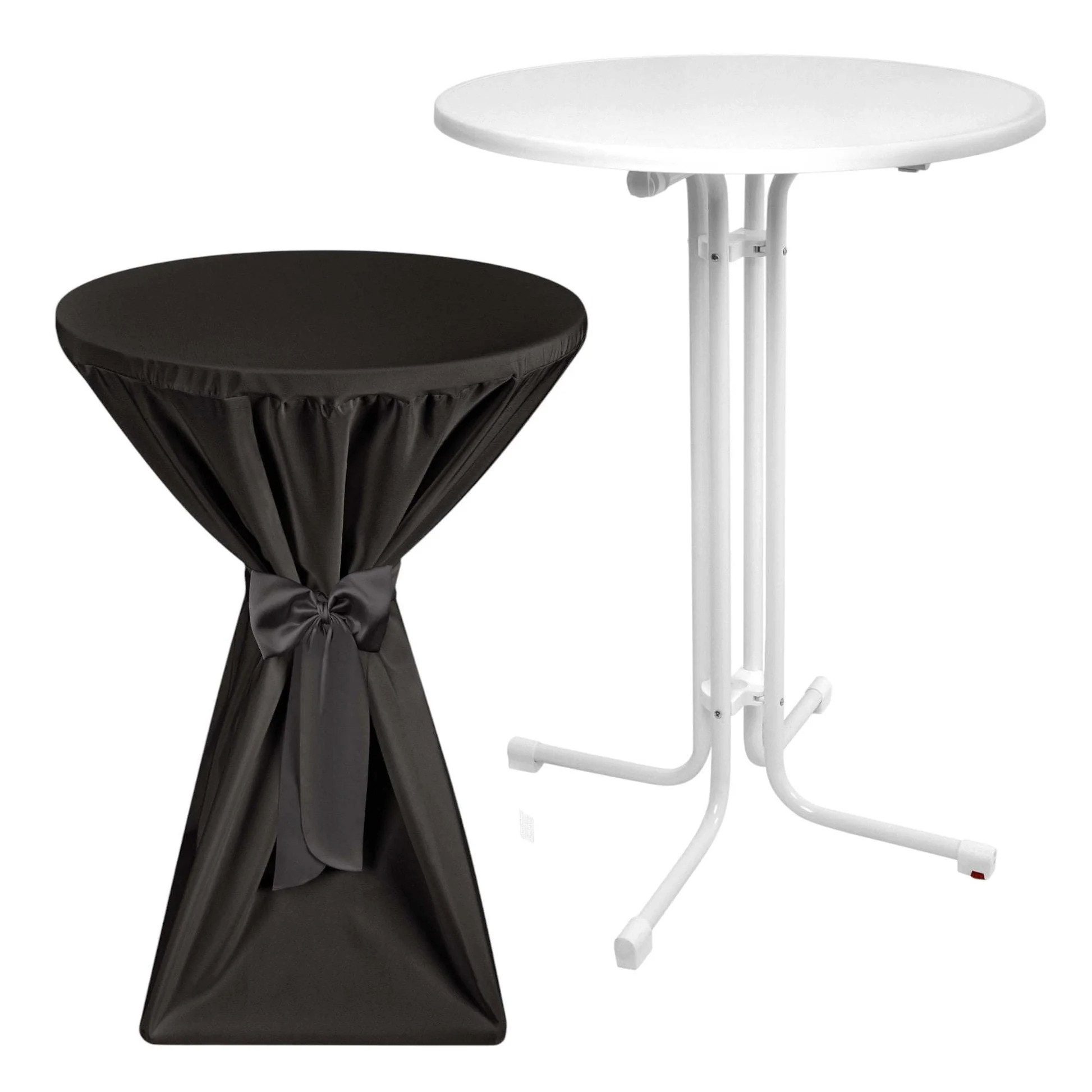 Beautissu Stehtisch Outdoor Stehtisch Sylt, klappbar, Ø70cm, Schwarz, mit Husse, Platzsparender Bistrotisch in Gastro-Qualität