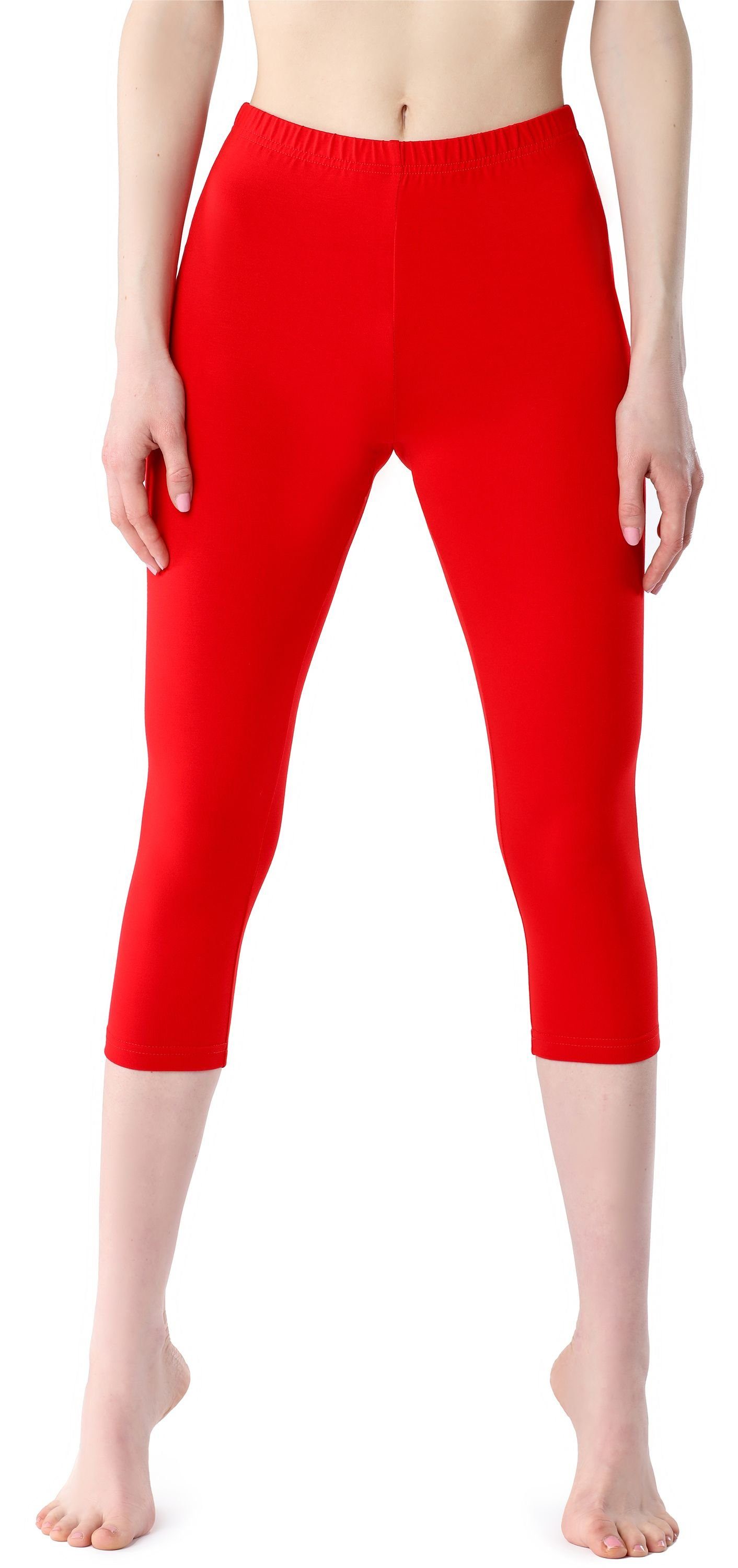 Leggings (1-tlg) Rot aus BLV50-204 Bund Viskose Bellivalini 3/4 Leggings elastischer Damen