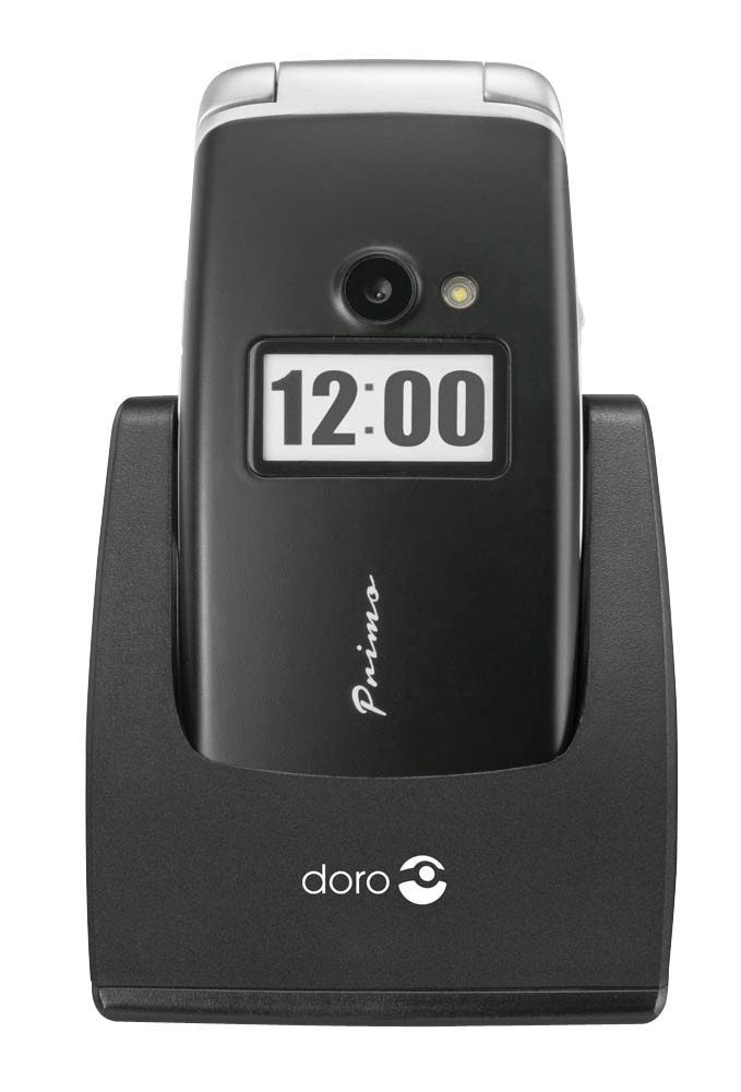 Doro Primo 413 schwarz/silber Seniorenhandy (5,08 cm/2,4 Zoll, 2 MP Kamera, Notruftaste, großes beleuchtetes Farbdisplay, 3 Direktwahl-Tasten)