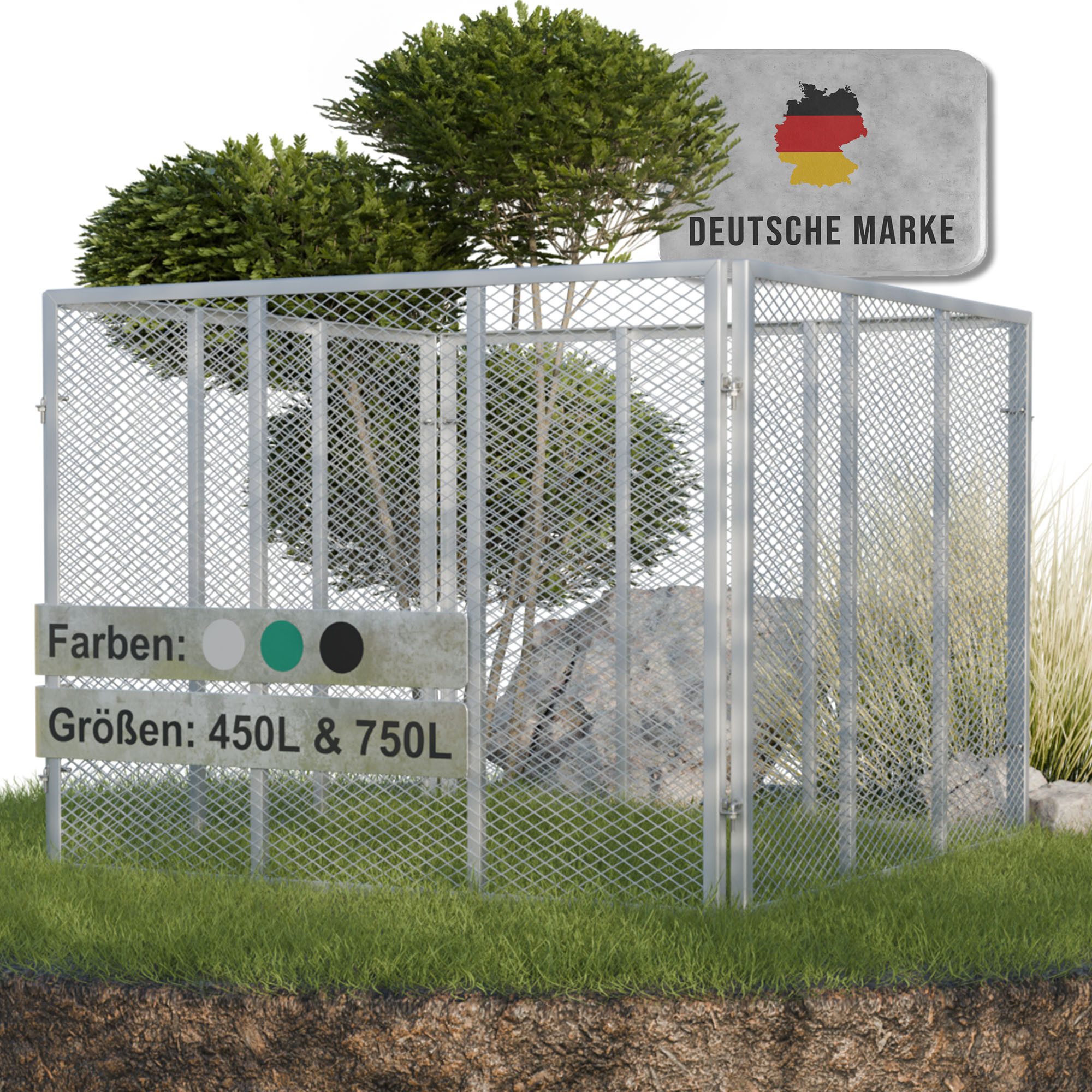 Heimfleiss® Komposter Metall Komposter 450L/750L – verzinkt & pulverbeschichtet, BxTxH: 100x100x75 cm, 750 l, Robuster Gartenkomposter mit Stecksystem für nachhaltige Kompostierung