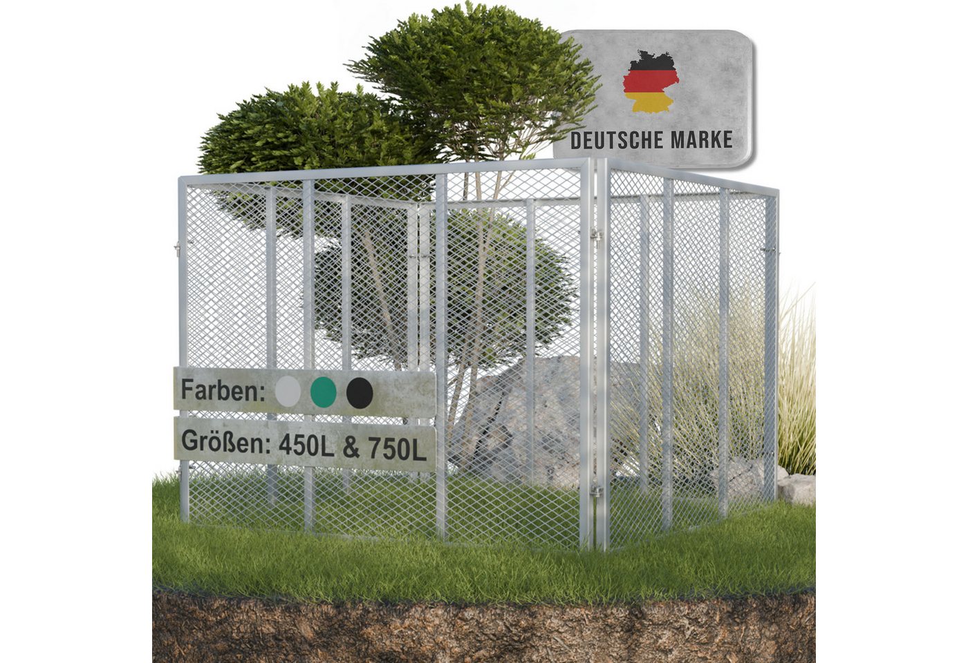 Heimfleiss® Komposter Metall verzinkt Garten Stecksystem, BxTxH: 100x100x75 cm, 750 l, 750 L 100x100x75 cm