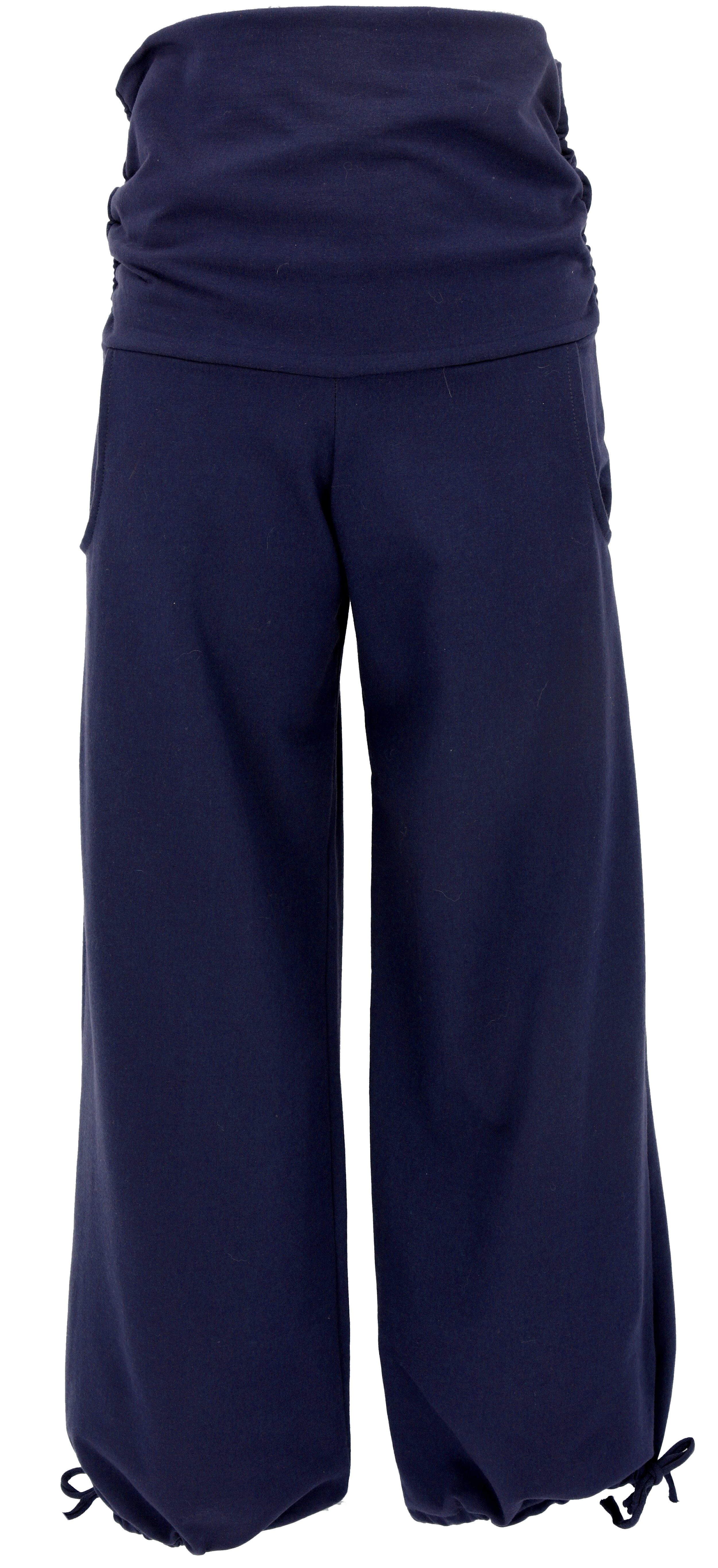 Guru-Shop Relaxhose Weite Yogahose mit geradem Bein - dunkelblau alternative Bekleidung