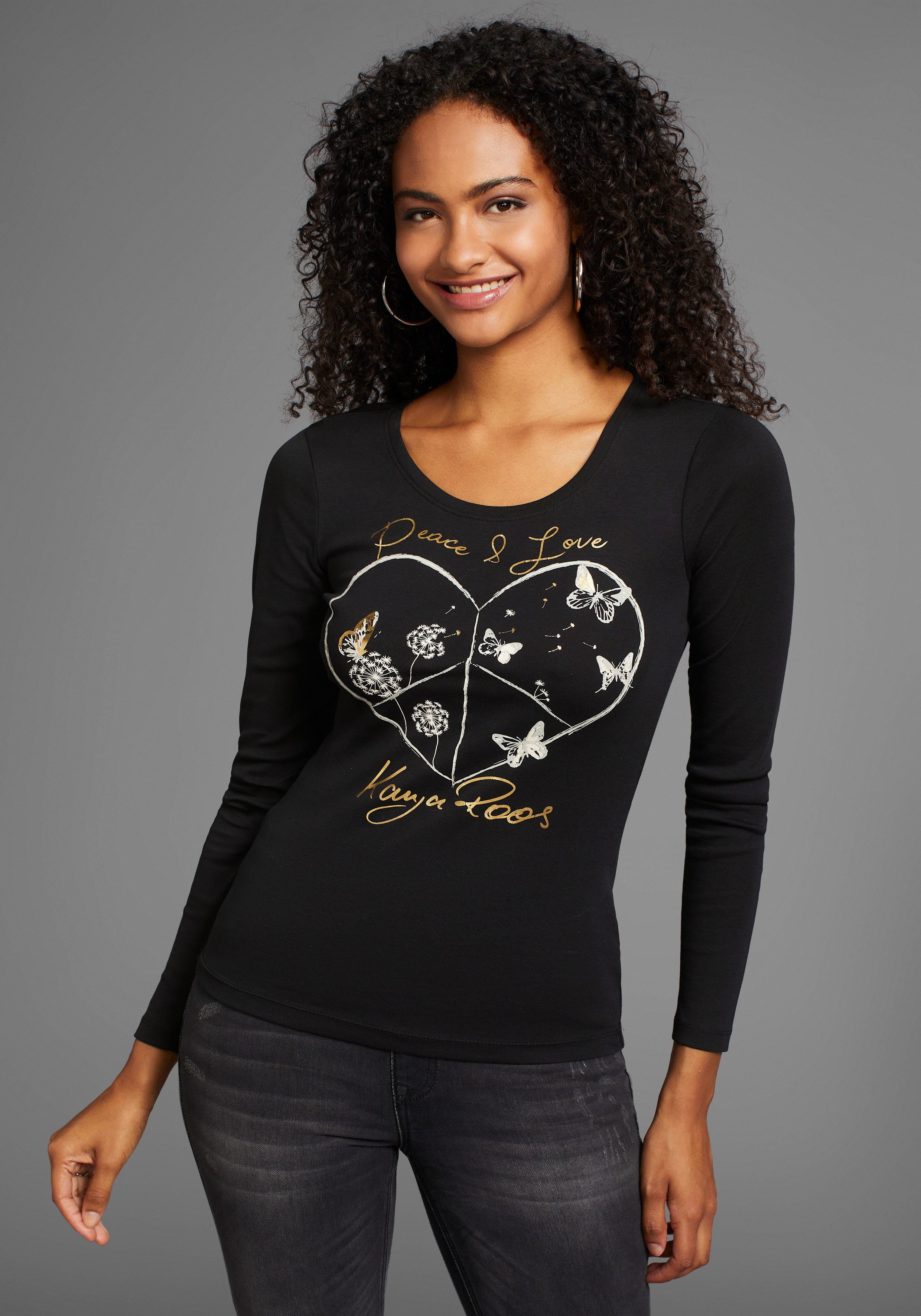 KangaROOS Langarmshirt mit Herz-Print günstig online kaufen