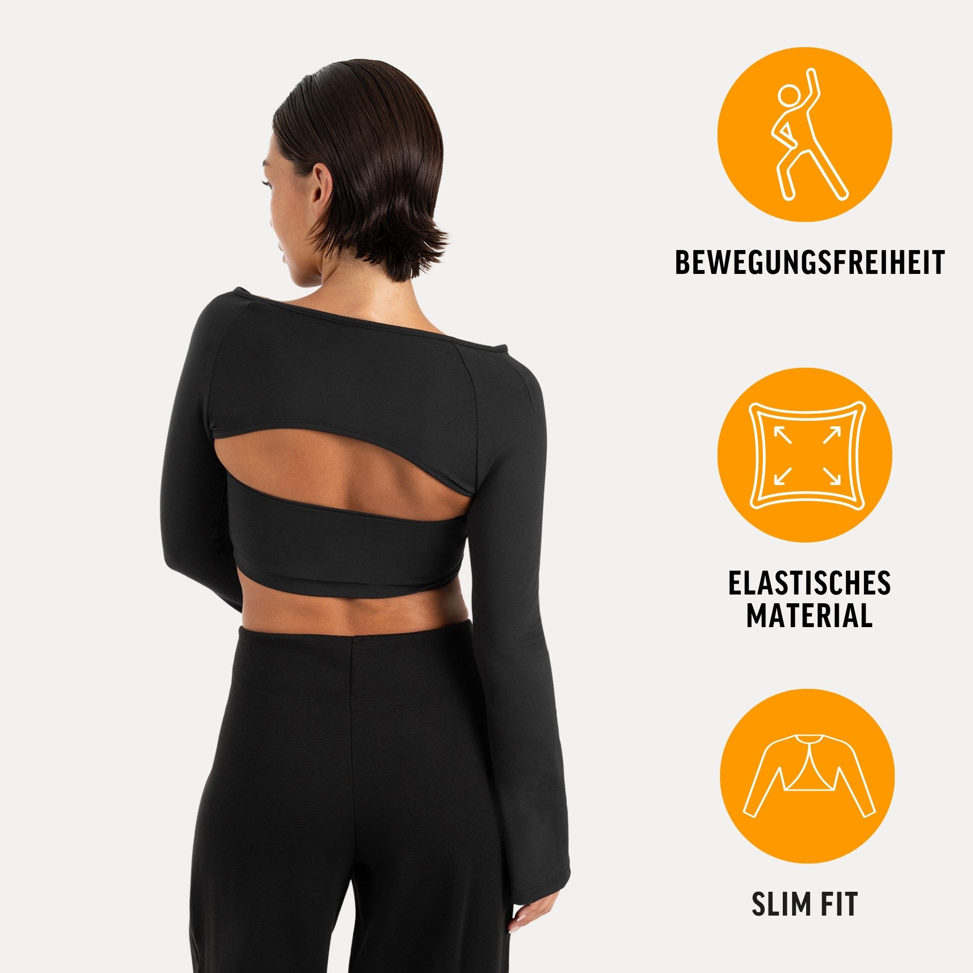 Smilodox Longsleeve Neola Damen, Bolero Longsleeve, Slim Fit, Performance, Fitness Bolero-Schnitt, Stretch, Performance-Material, Slim Fit, Layering – Bild 2 von 5