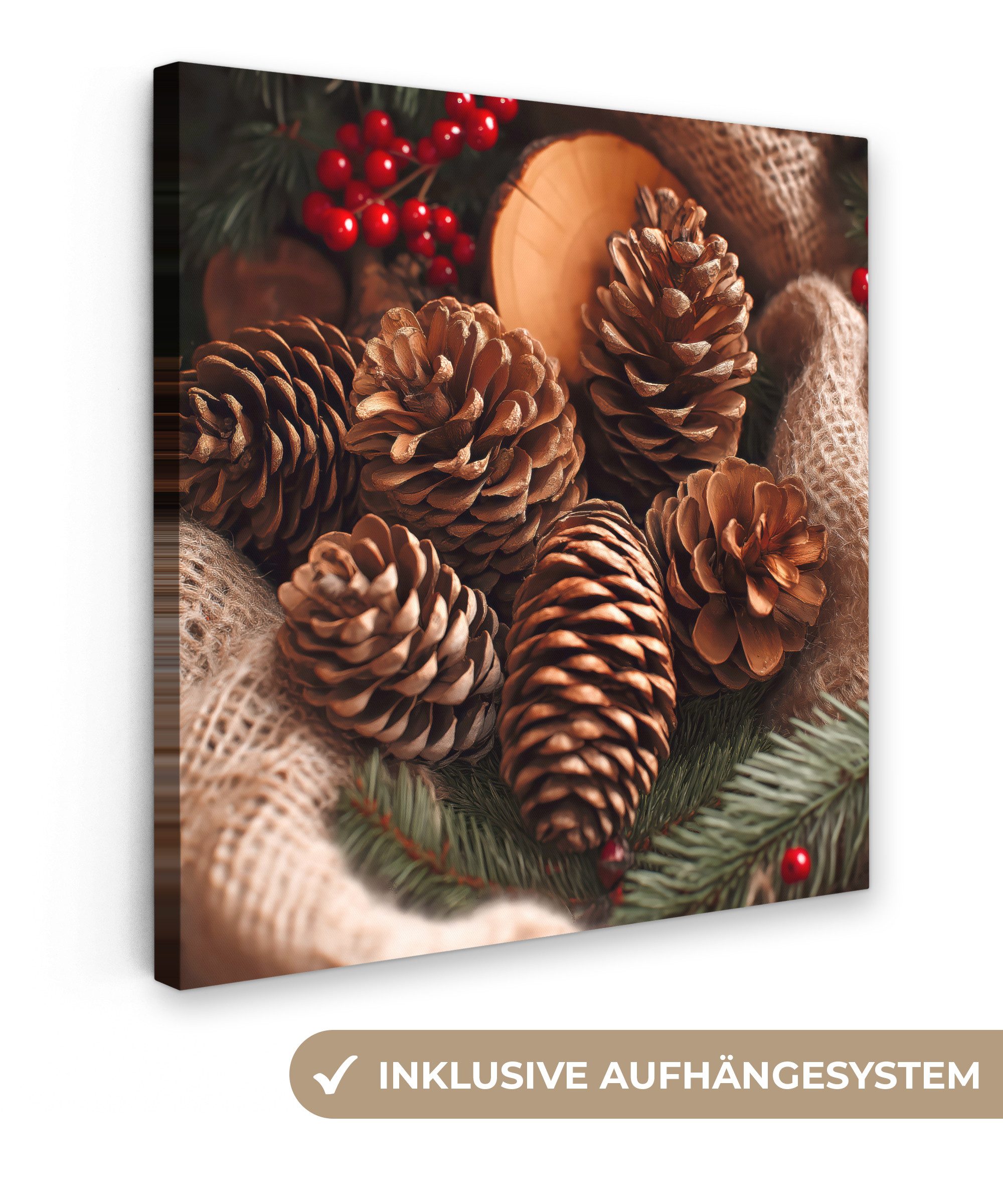 OneMillionCanvasses® Leinwandbild Tannenzapfen - Baum - Winter - Natur - Br günstig online kaufen