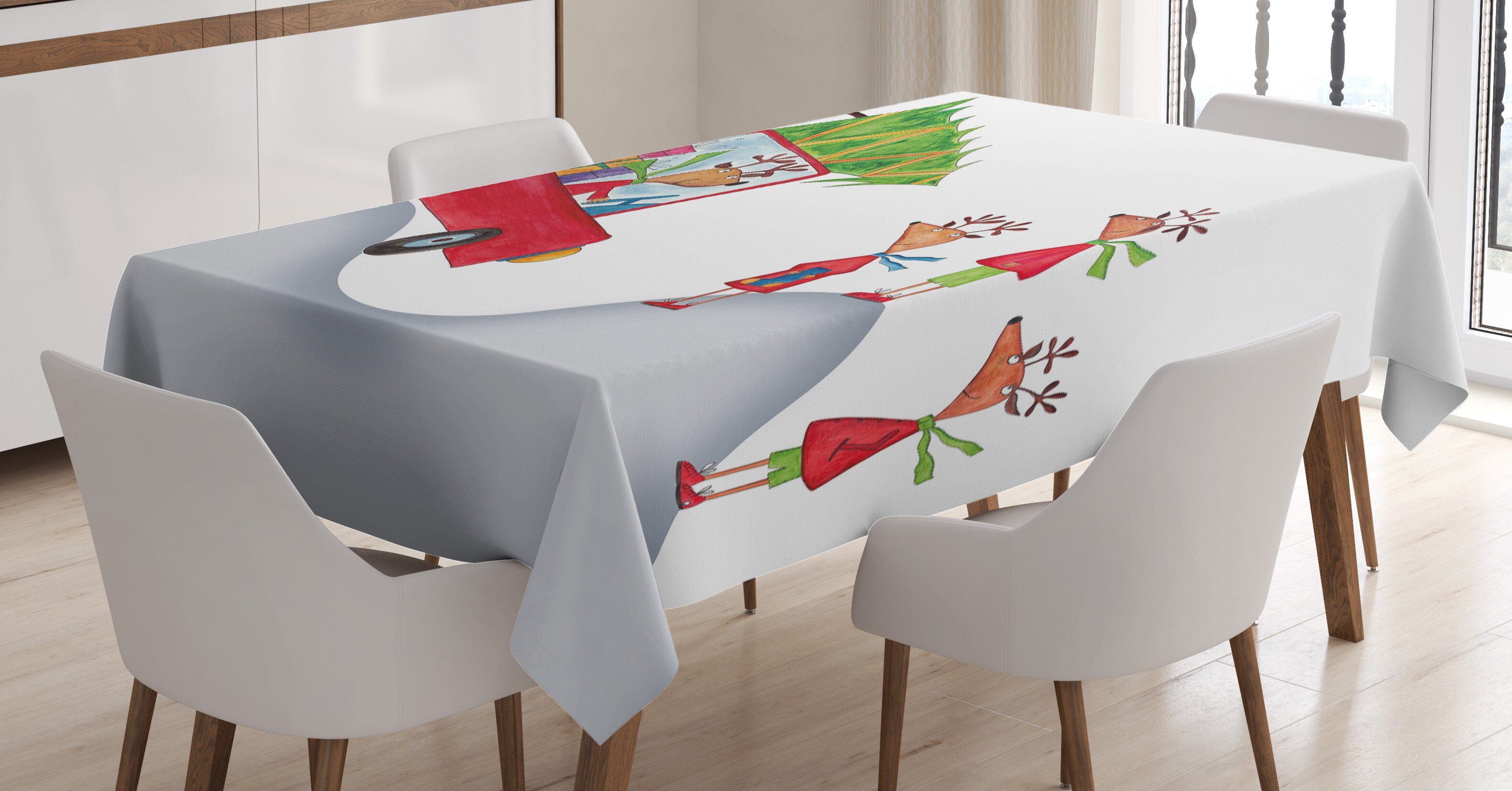 Abakuhaus Tischdecke Farbfest Waschbar Für den Außen Bereich geeignet Klare Farben, Weihnachten Renfamilie Noel