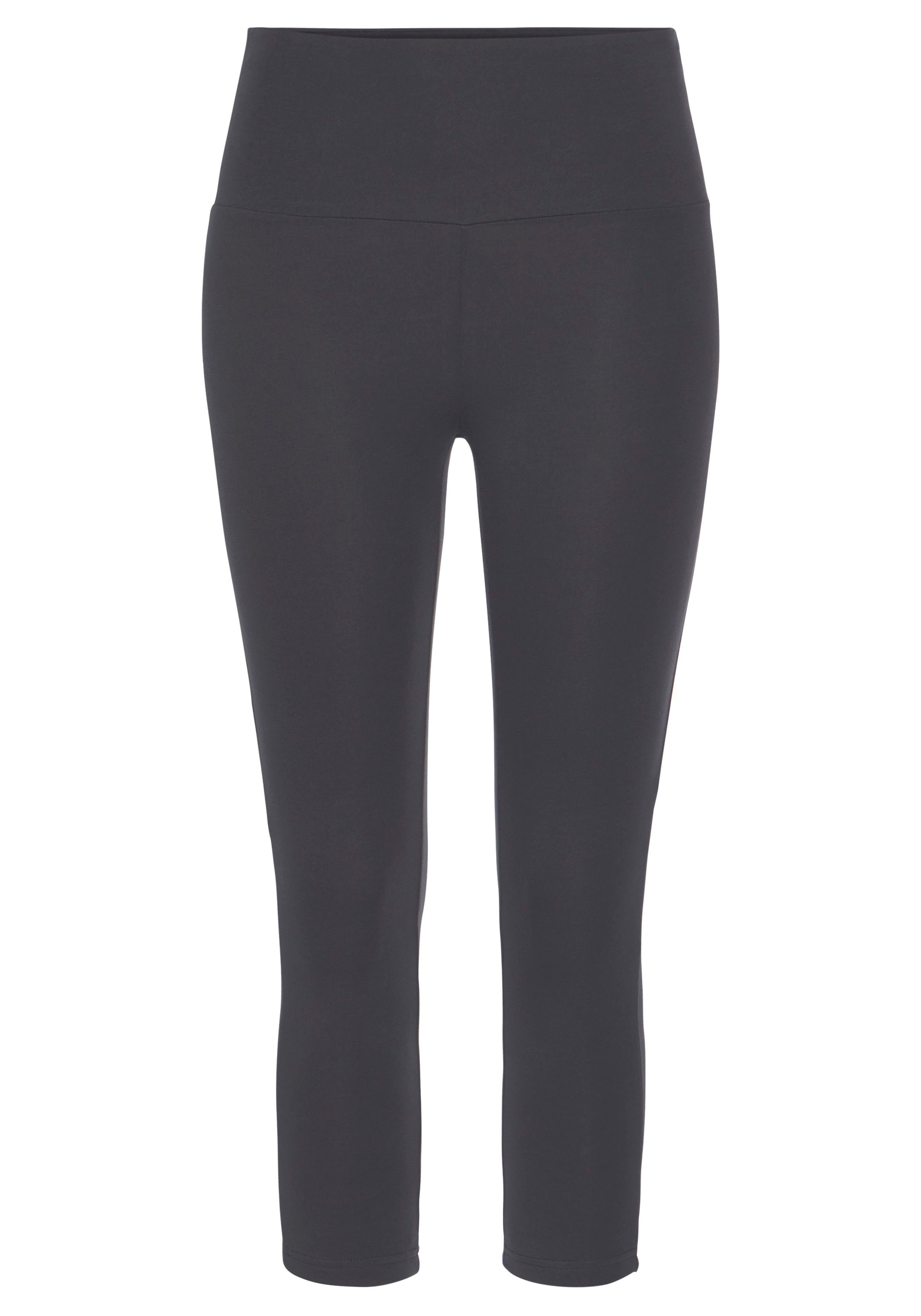 Bündchen, Caprileggings anthrazit mit LASCANA weichem breitem Loungewear