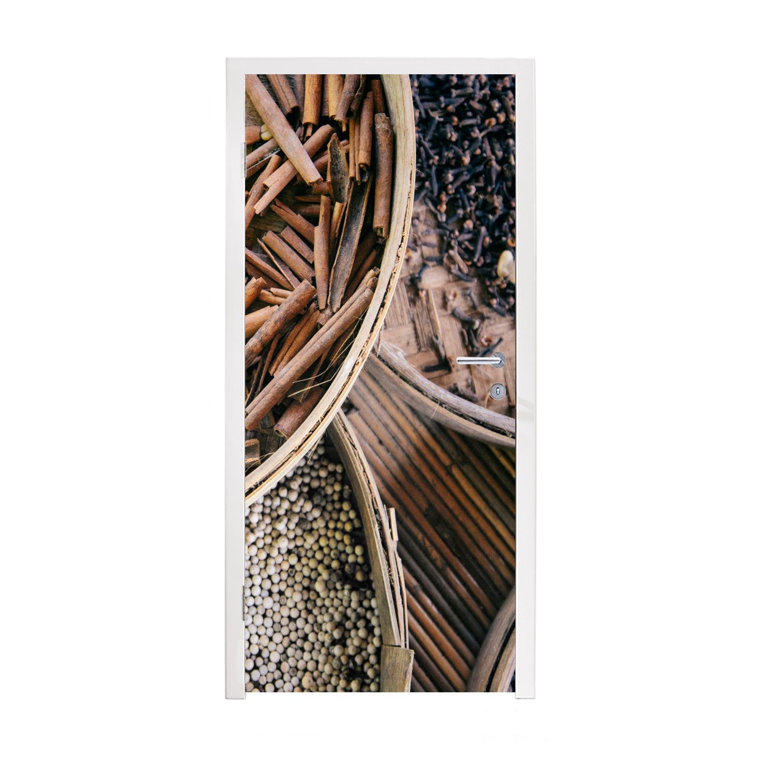 MuchoWow Türtapete Kräuter auf der Kaffeeplantage, Matt, bedruckt, (1 St), Fototapete für Tür, Türaufkleber, 75x205 cm