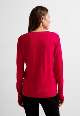 Cecil Strickpullover Cecil Feinstrick Pullover in Casual Red (1-tlg) Rippstrickbündchen