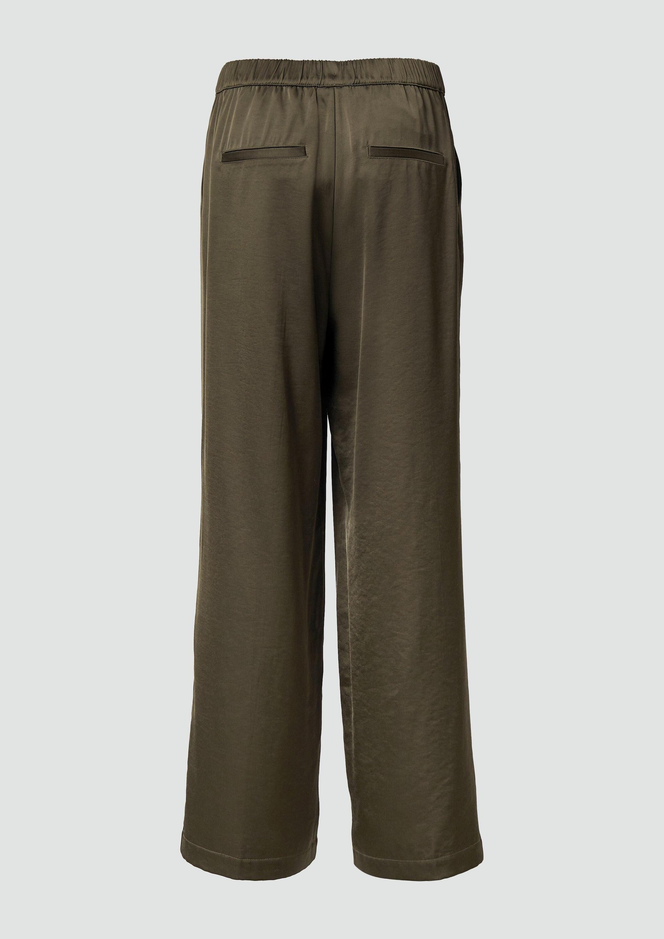 s.Oliver Chinos Hose Satinhose mit Wide Leg und Elastikbund
