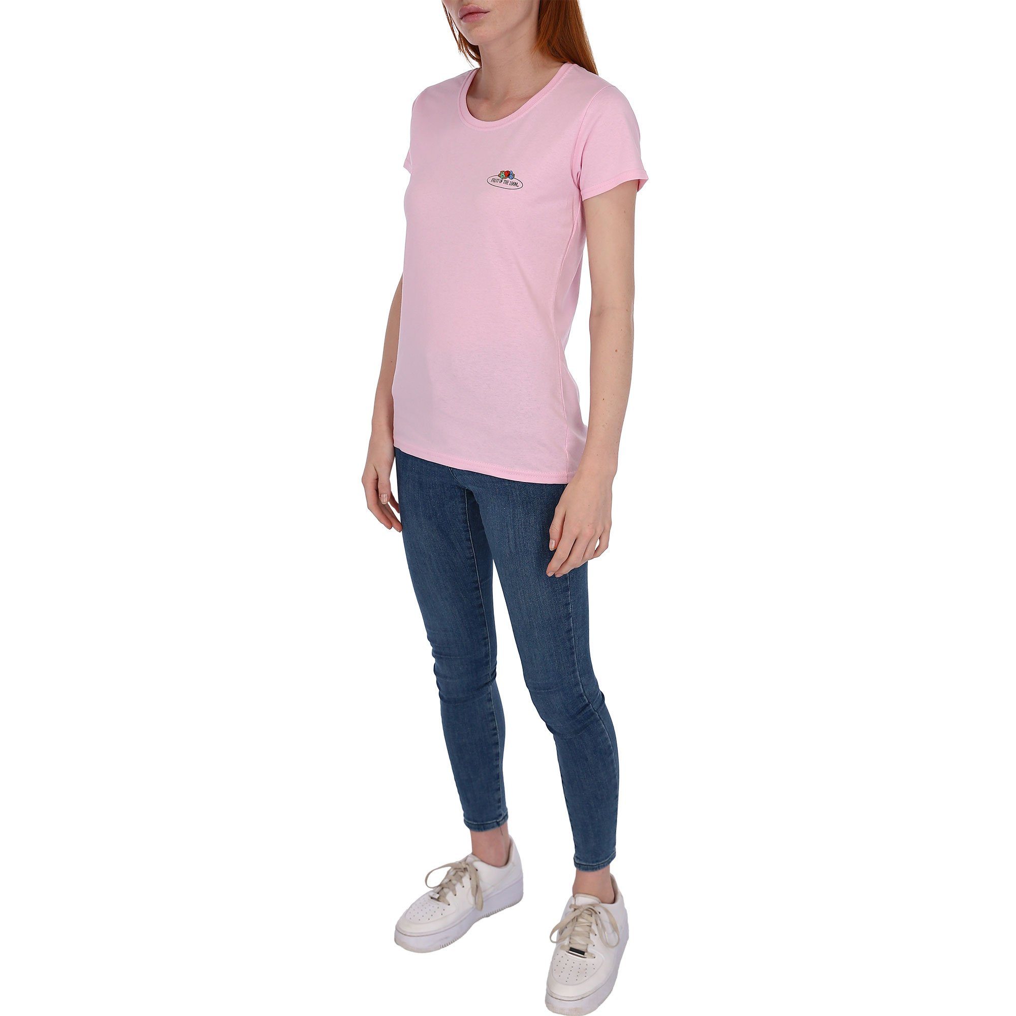 Damen Loom of Fruit Rosa T-Shirt 52) Rundhalsshirt the Vintage-Logo mit (rose