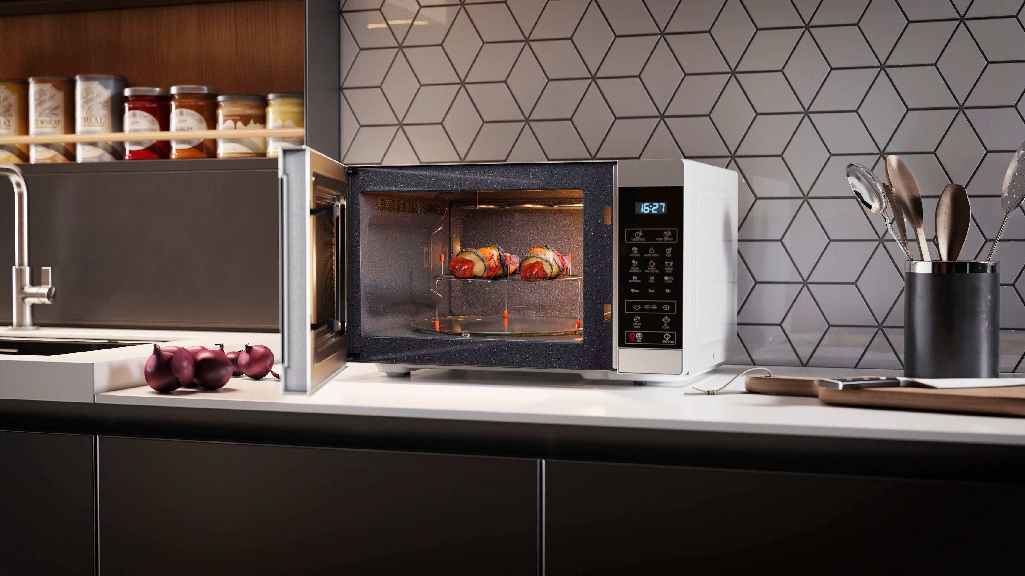 Sharp Mikrowelle YC-MG81E-S, Grill, Mikrowelle, 28 l