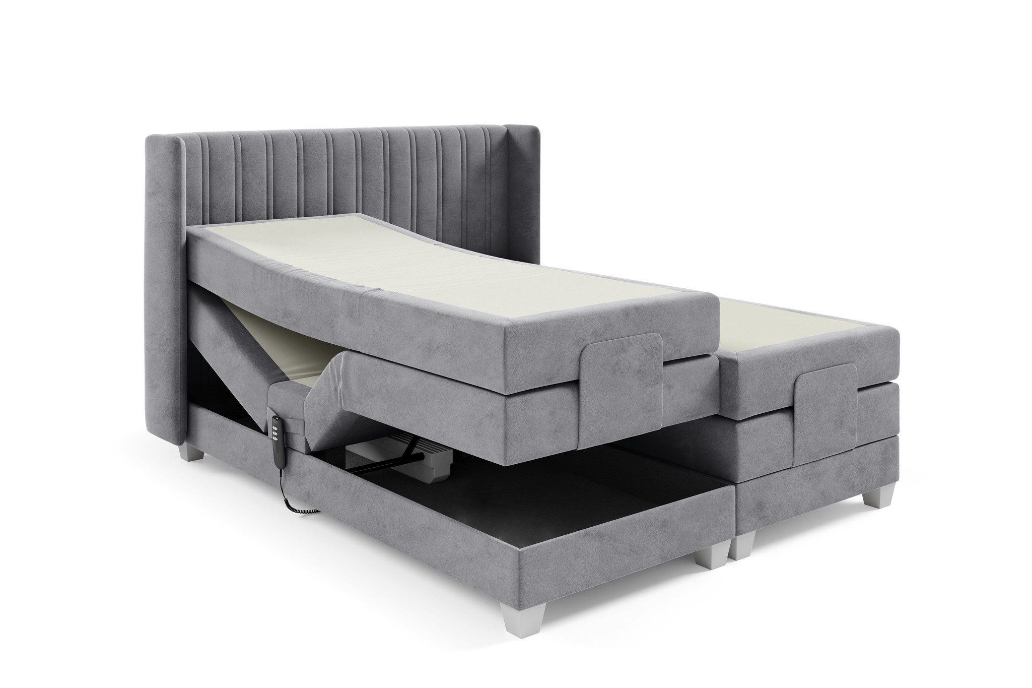 Fun Möbel Boxspringbett Schlafzimmerbett Elektrisches Bett MAGNUS in Stoff Salvador (inkl. Topper), Liegefläche elektrisch verstellbar