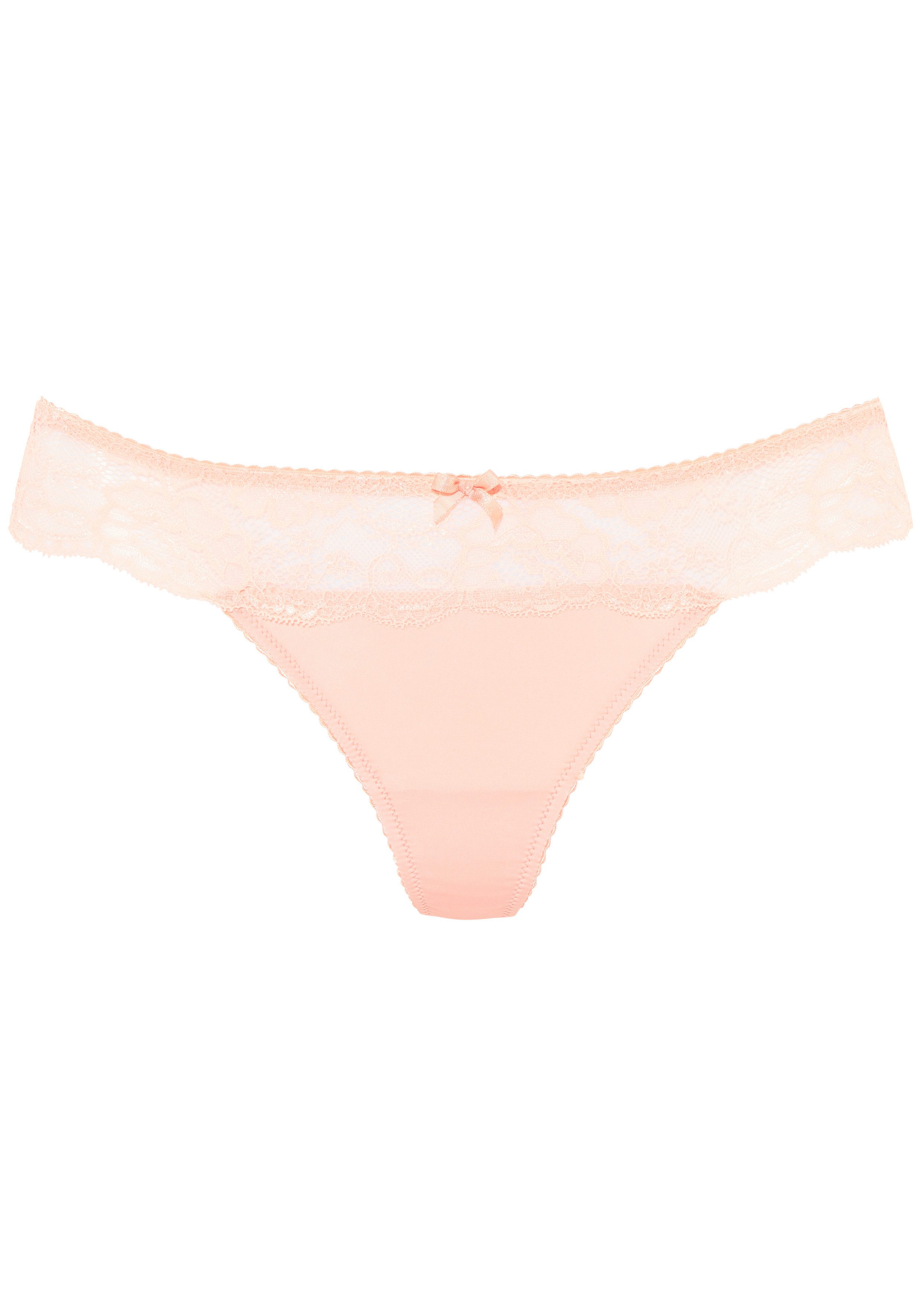 LASCANA String mit breitem Spitzenbund, mit elastischem Beinabschluss
