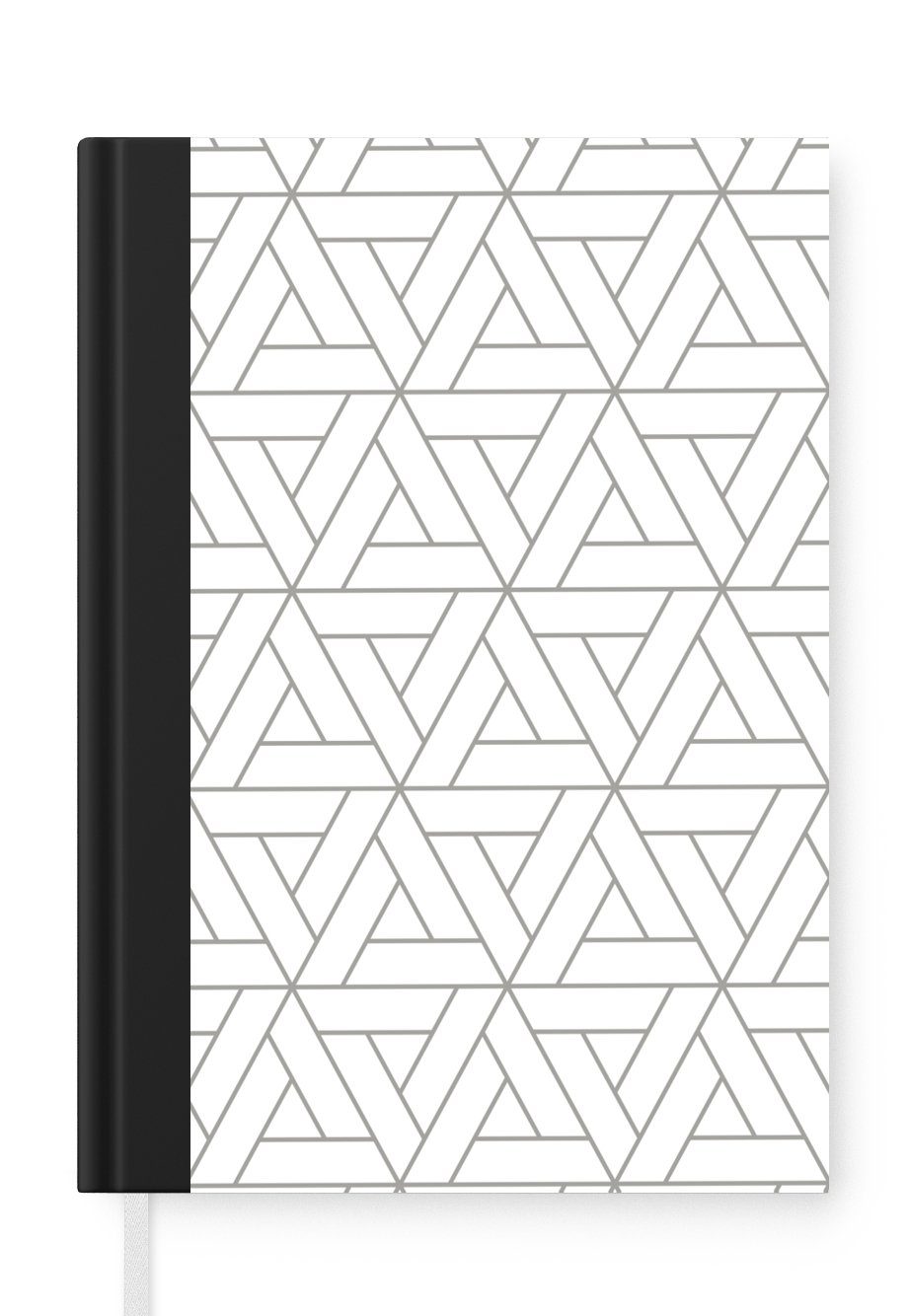 MuchoWow Notizbuch Design - Linie - Muster - Schwarz - Weiß, Journal, Merkzettel, Tagebuch, Notizheft, A5, 98 Seiten, Haushaltsbuch