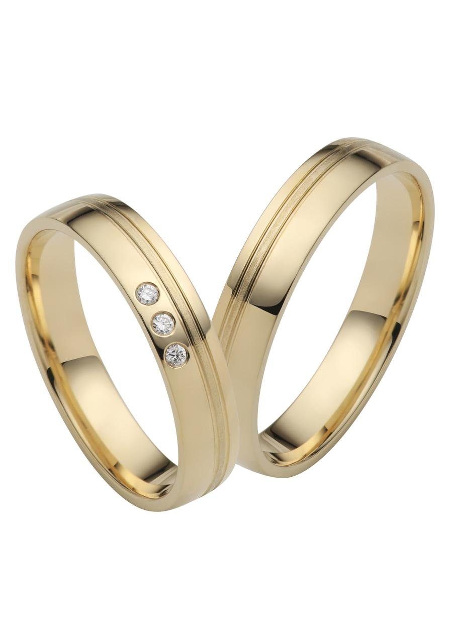 Firetti Trauring Schmuck Geschenk Gold 750 Hochzeit Ehering "LIEBE", Made in Germany - mit o. ohne Brillanten/Diamanten gelbgoldfarben