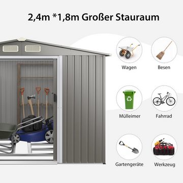 COSTWAY Gerätehaus, abschließbar, mit Fundament & Doppeltüren, 260x207x180cm