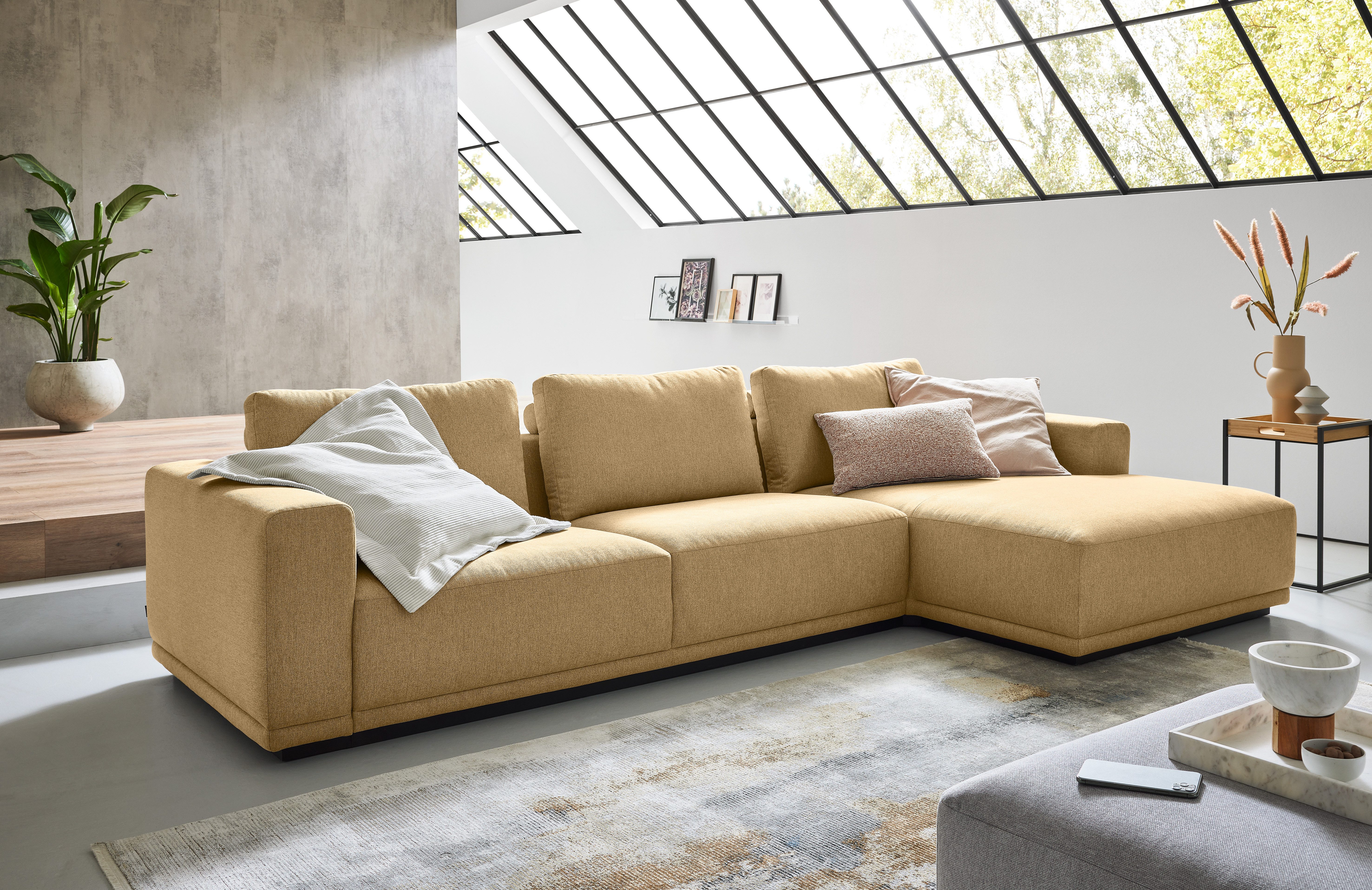 Ecksofa JustB! PM200, Holzrahmen in schwarz, wahlw. Sitzvorzug, Breite 316cm