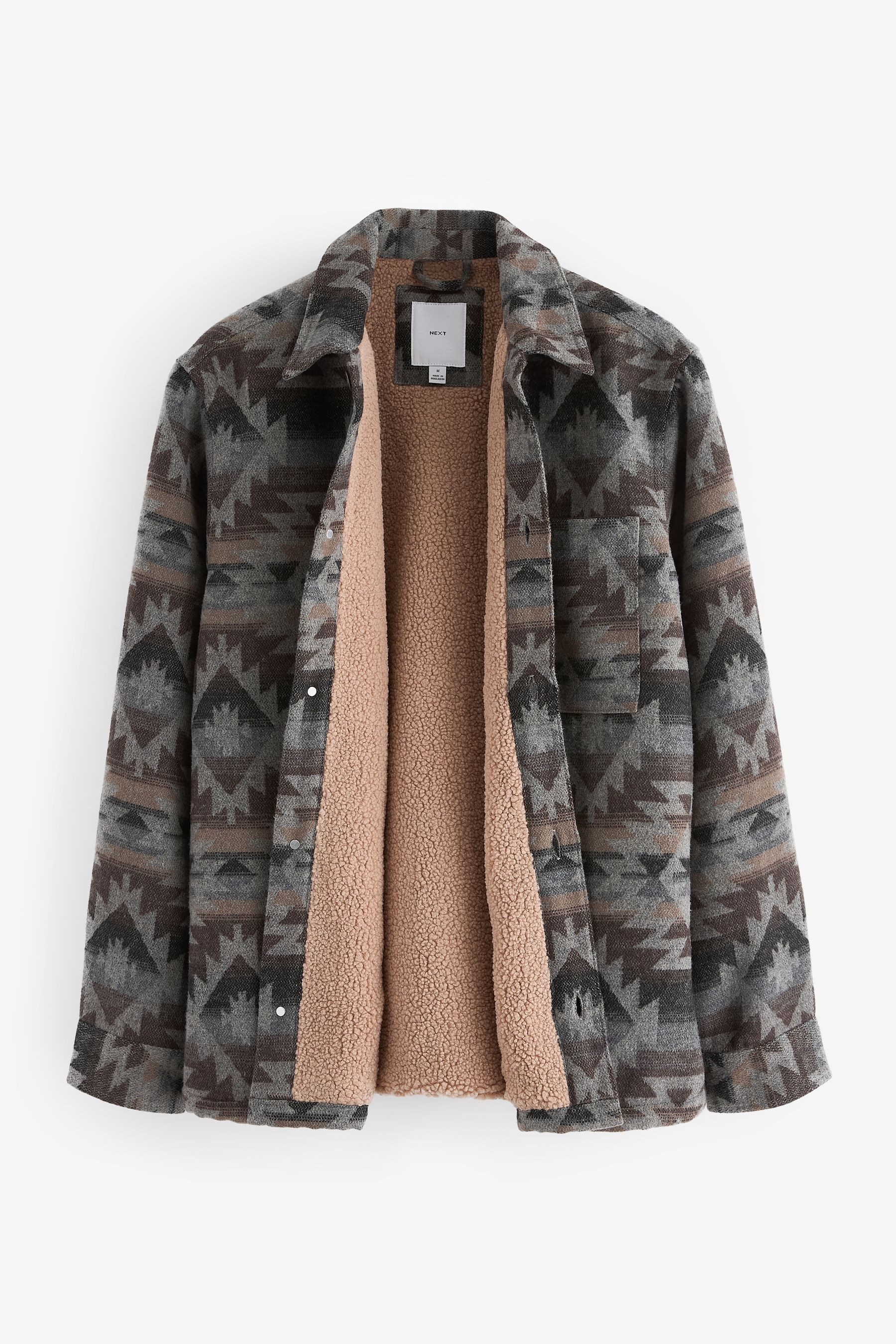 Next Hemdjacke Hemdjacke mit Borgfutter und Navajo-Muster (1-St)
