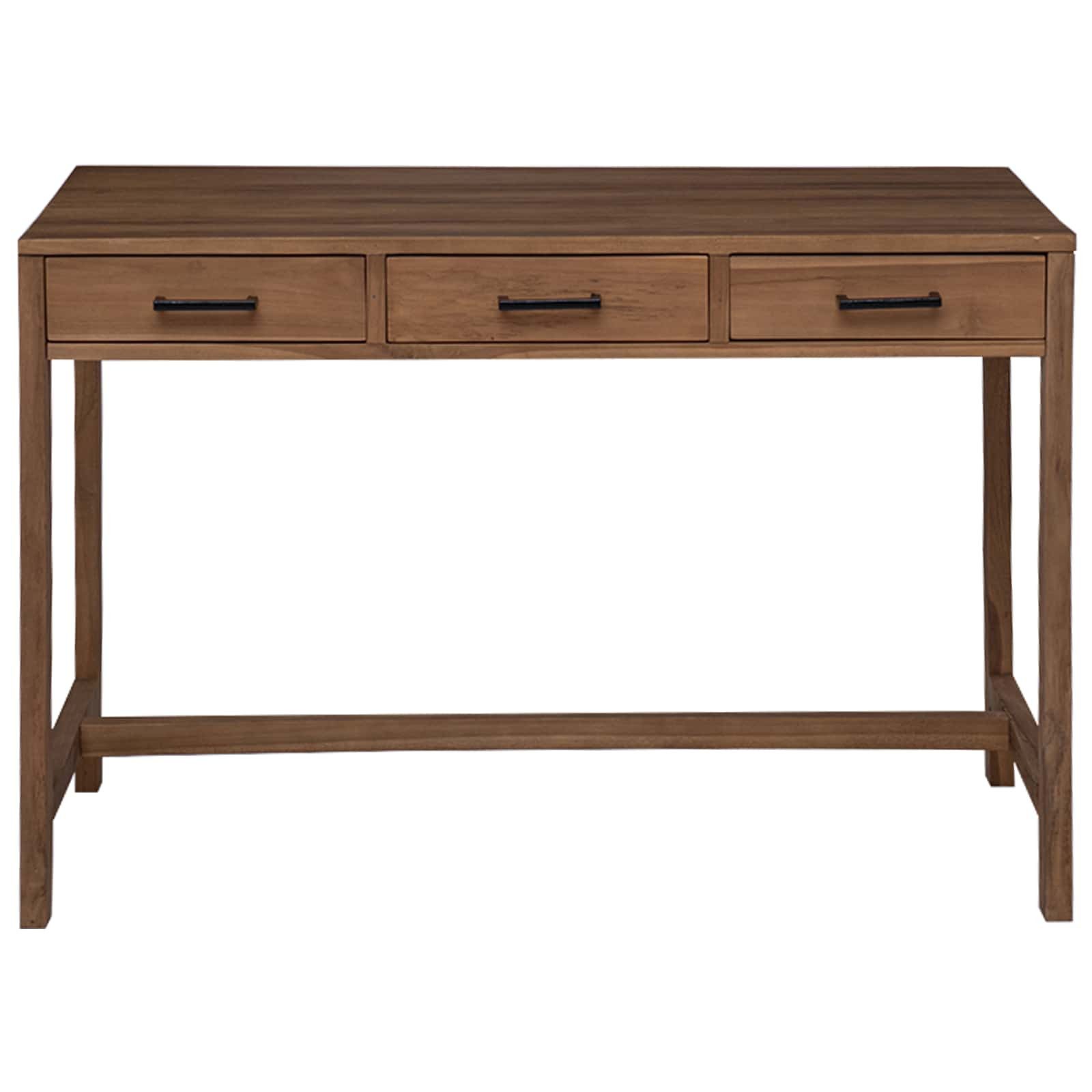 vidaXL Schreibtisch Schreibtisch mit Schubladen Natur Massivholz (1-St)