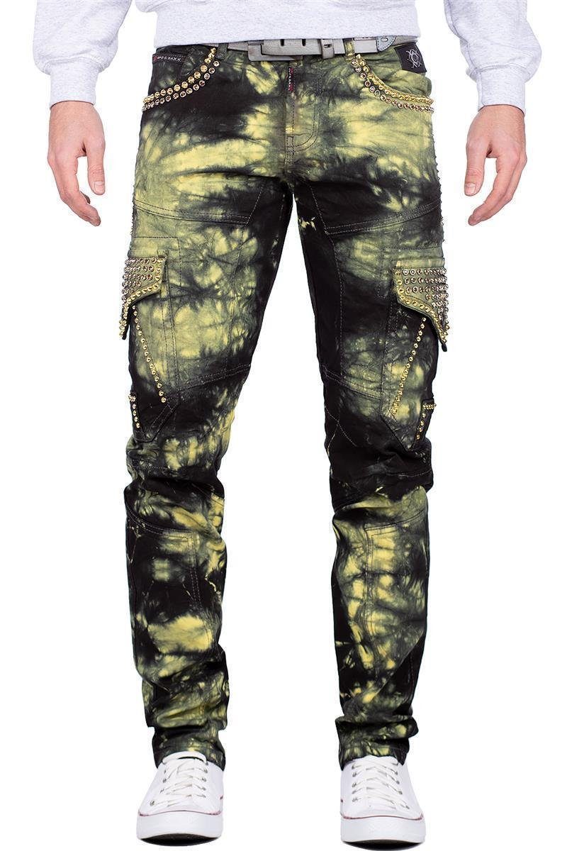 gelb Cipo im Cargo Regular-fit-Jeans mit Hose BA-CD677 Style Baxx Strasssteinen &