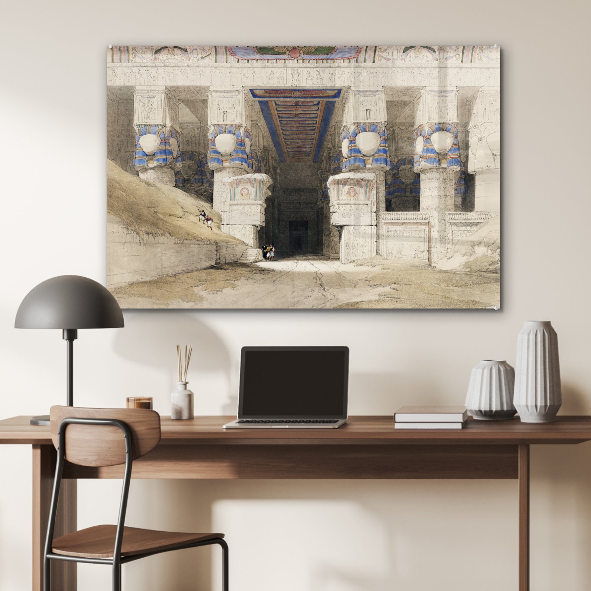 MuchoWow Acrylglasbild Dendera eine ist Wohnzimmer Tempelanlagen & St), Robert, David - ägyptischen Acrylglasbilder jüngsten Schlafzimmer (1 der