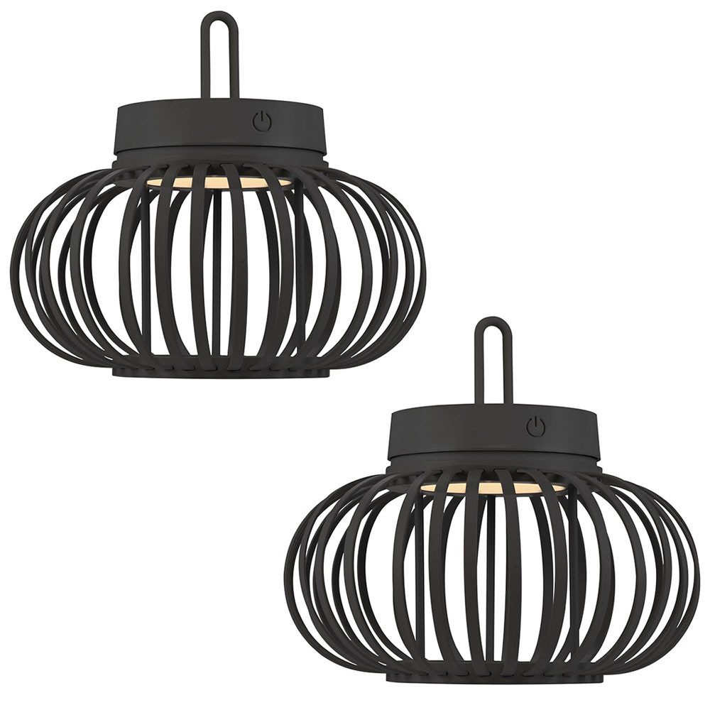 JUST LIGHT LED Außen-Tischleuchte, LED-Leuchtmittel fest verbaut, Warmweiß, 2x Tischleuchte Pendellampe Innen Außen LED Touchdimmer D 25 cm