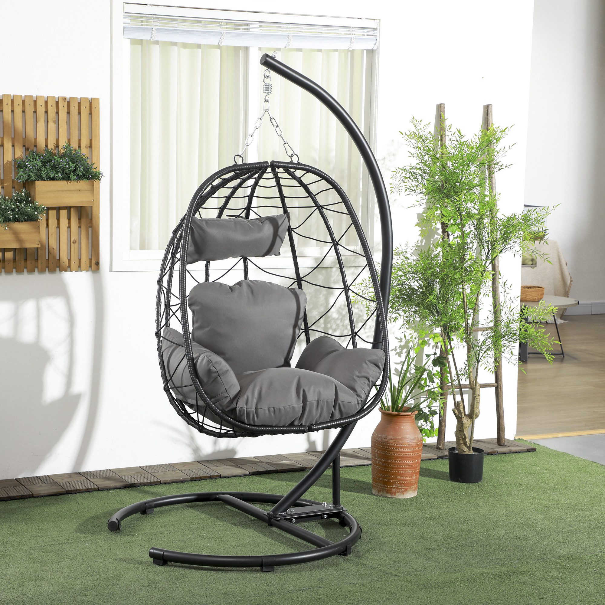 Outsunny Schaukelstuhl Hängesessel Rattan Hängestuhl 195 günstig online kaufen
