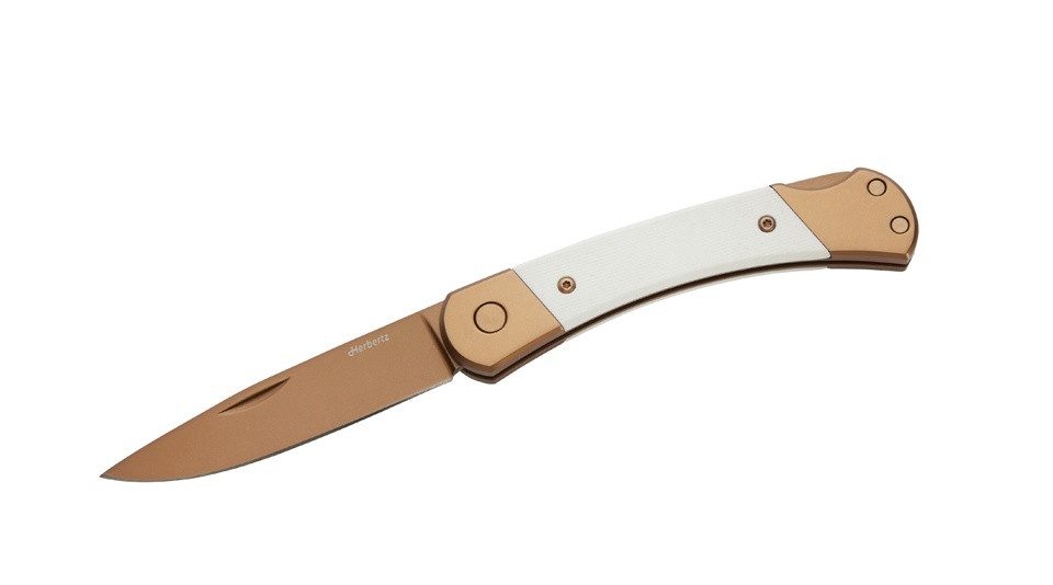 Herbertz Taschenmesser Herbertz, Taschenmesser, Titanbeschichtung Rosengold, D2, Medium, Weiß, (1 St), Titanbeschichtung