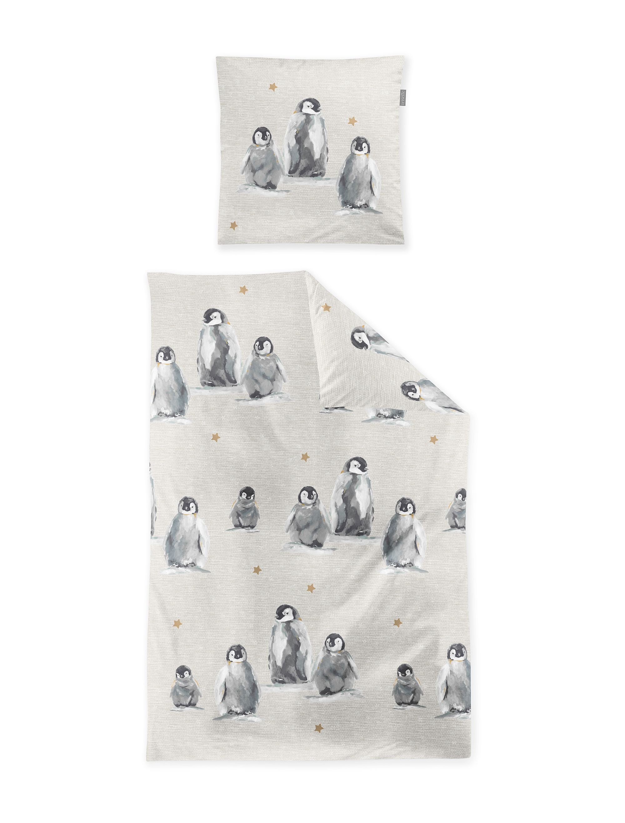 Irisette Bettwäsche Irisette Biber Bettwäsche Panda 155x220 Pinguine Sterne günstig online kaufen