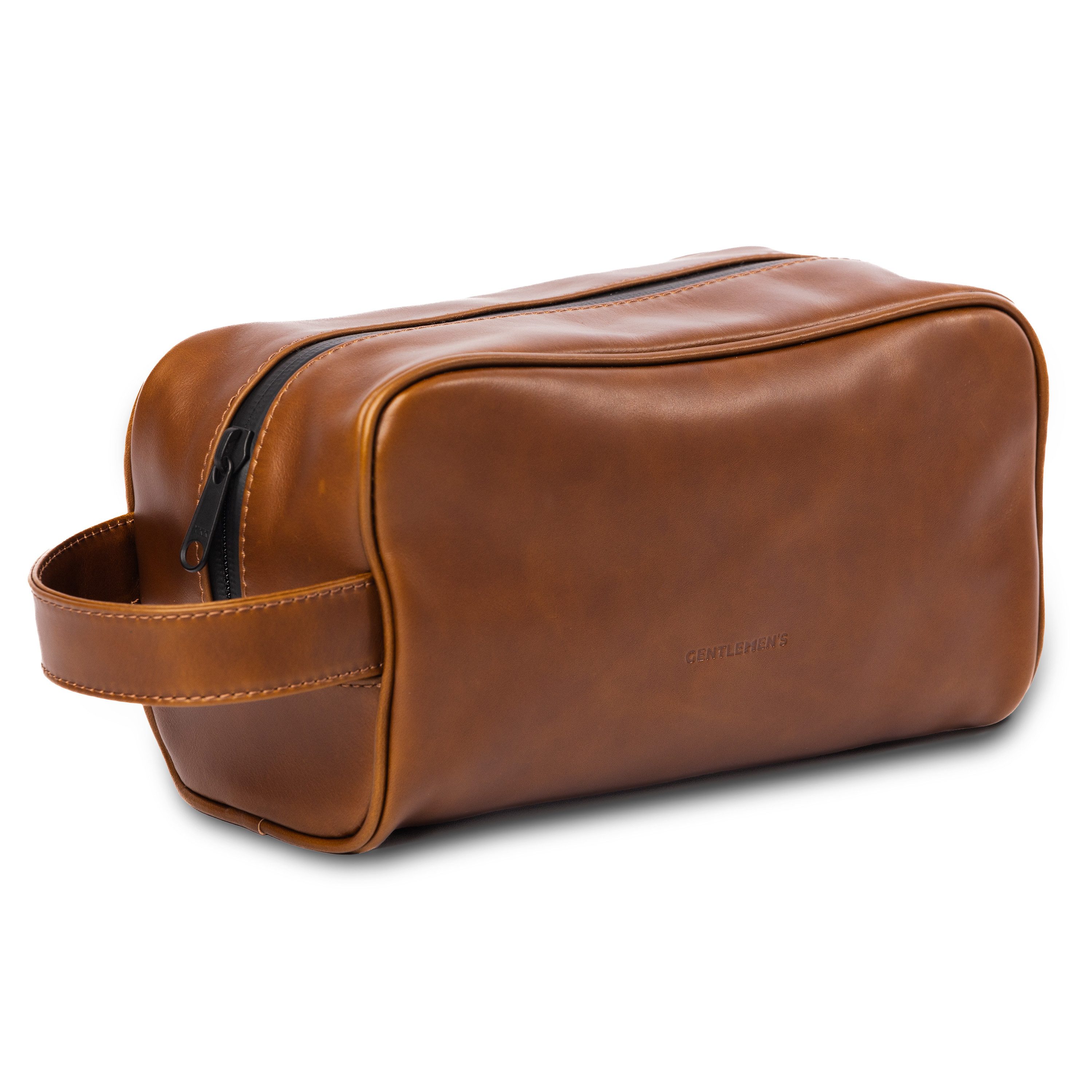 Gentlemen's Kulturbeutel Kulturbeutel aus Leder – Stilvoll, hochwertig & wasserabweisend, Echtleder, geräumiges Hauptfach, Gentlemen's Luggage Protect