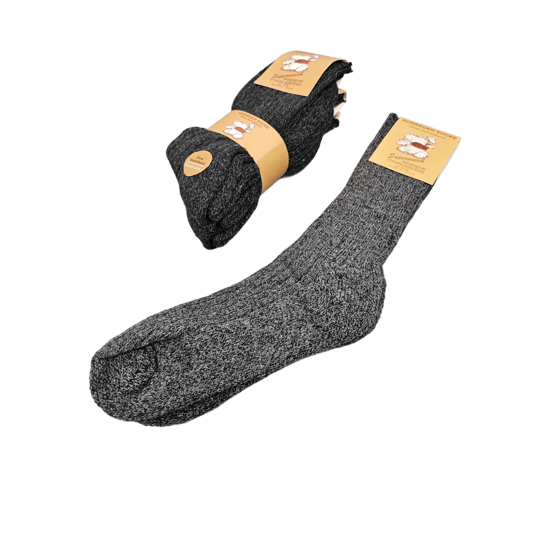 Provellus Norwegersocken Norweger Wollsocken Ohne Gummibund Warm EU 35-46 Plüschsohle