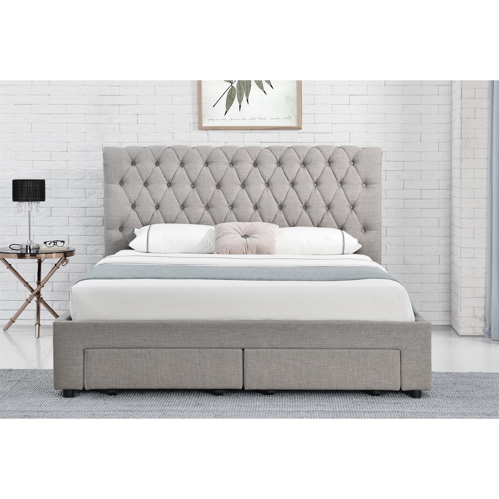 HTI-Living Polsterbett Polsterbett mit Knopf-Steppung Claire 140x200 (Stück, 1-tlg., 1x Bett Claire 140 mit Lattenrost, ohne Matratze und Dekoration), Doppelbett mit Lattenrost und Schubladen