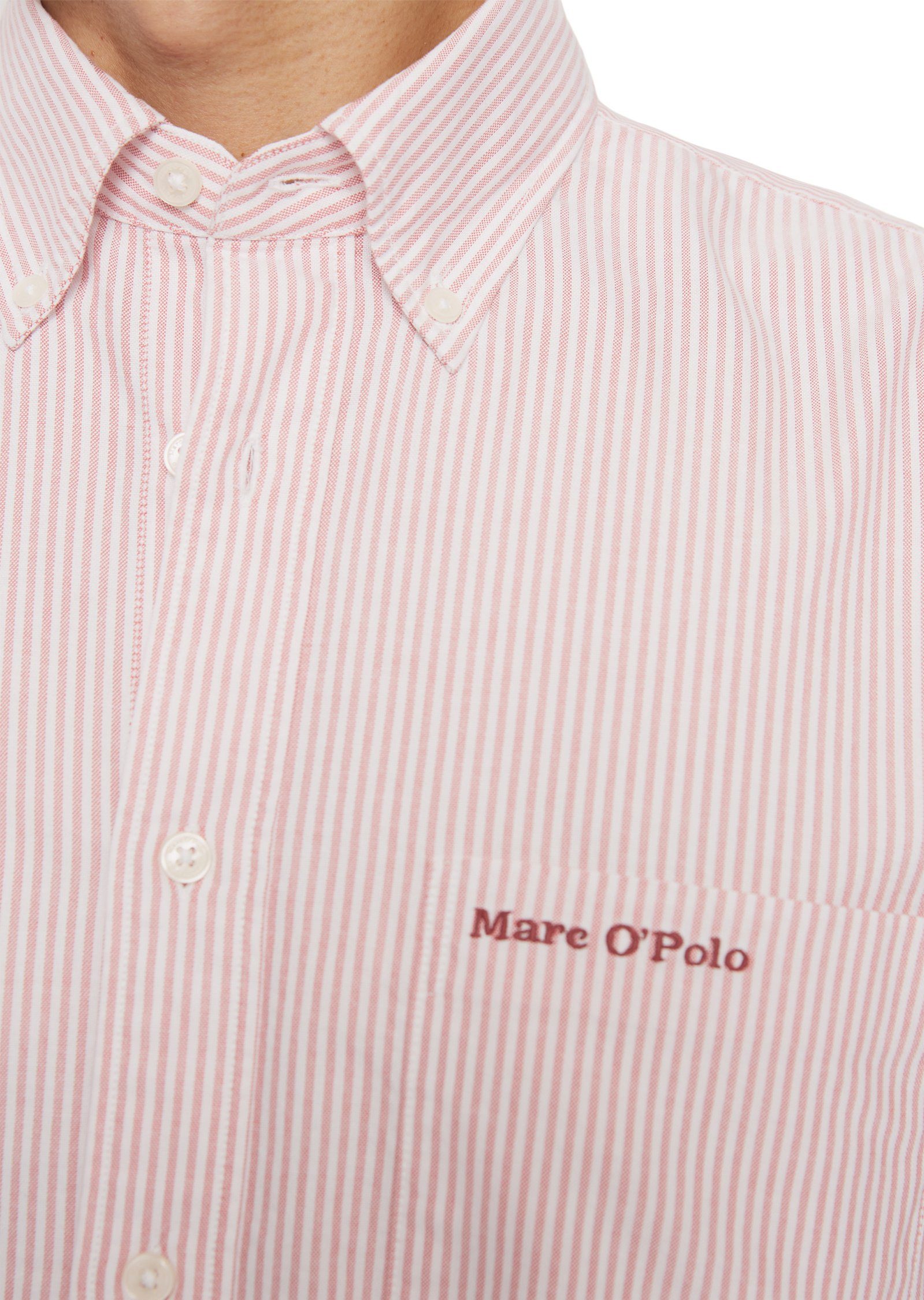 aus gestreifter Bio-Baumwoll-Qualität Marc O'Polo Langarmhemd