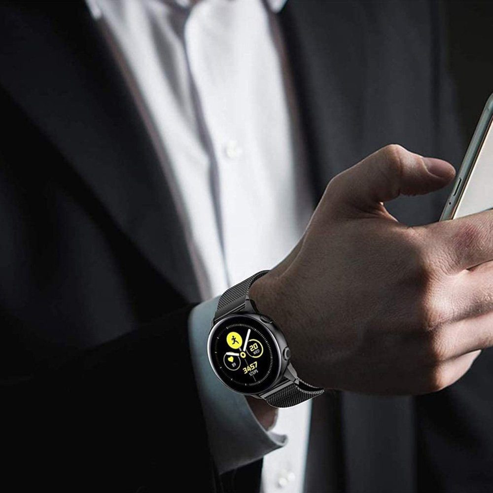 Sunicol für Uhrenarmband, Magnetschließe, oder Schnellverschluss 18/20/22mm Schwarz Uhrenarmband normale Mesh-Edelstahl, Watch Smart Uhr
