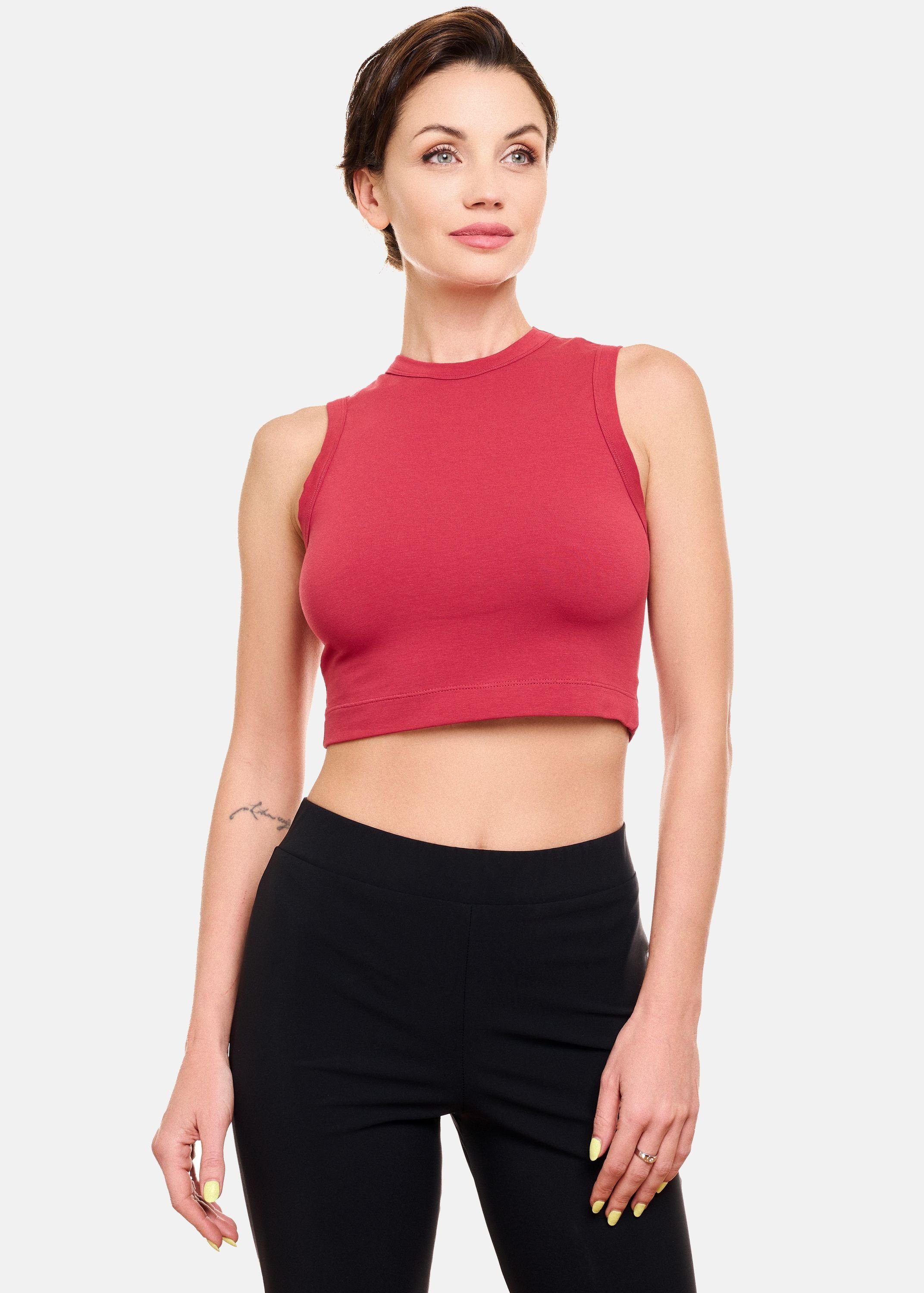 Evoni Crop-Top Damen Shirt Top bauchfrei