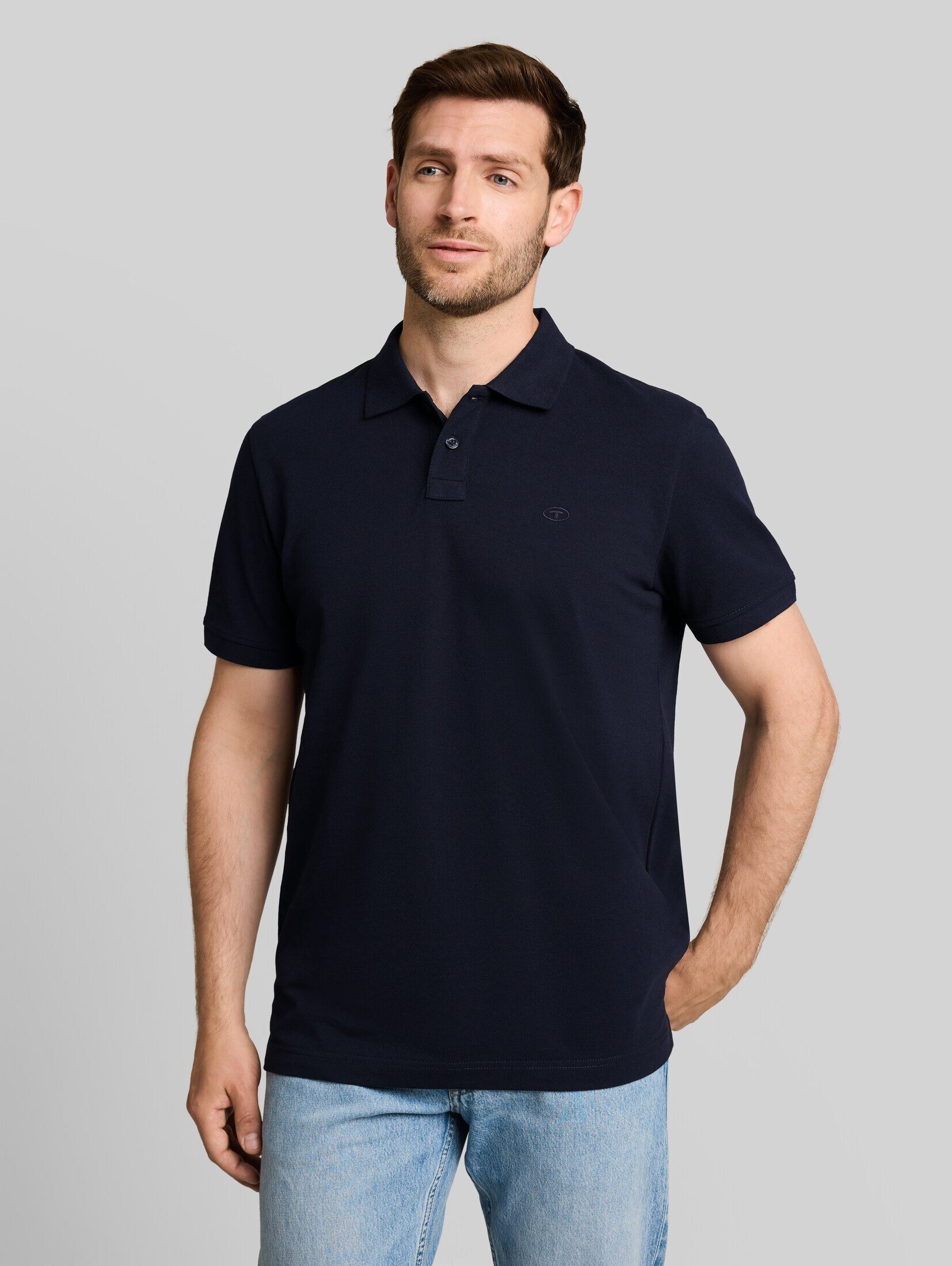 TOM TAILOR Poloshirt Poloshirts (im Einserpack) Piqué Poloshirt mit Logo-Stickerei