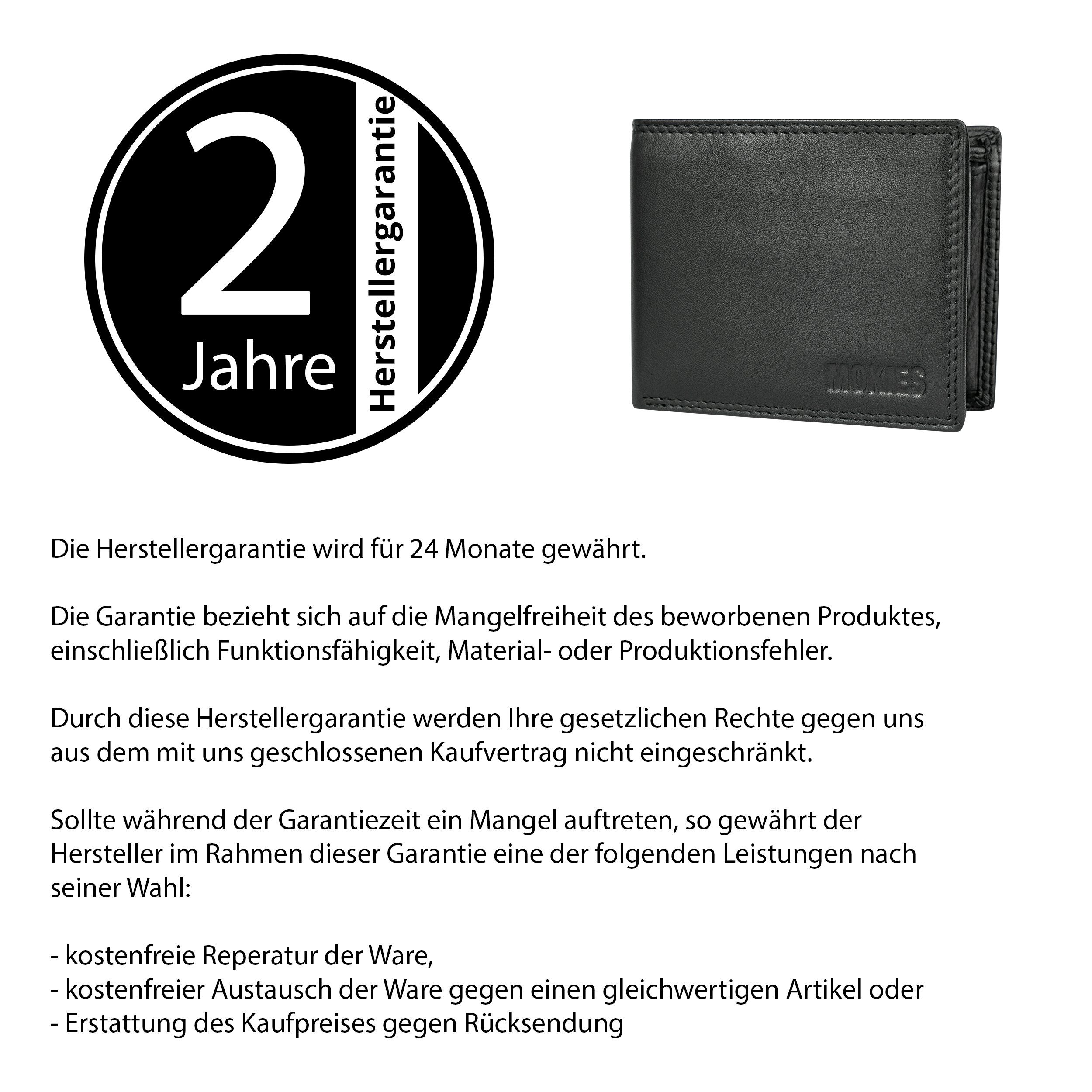 GN101 Geldbörse Nappa Herren (querformat), Echt-Leder, 100% Portemonnaie Premium Premium Nappa-Leder, MOKIES Geschenkbox RFID-/NFC-Schutz,