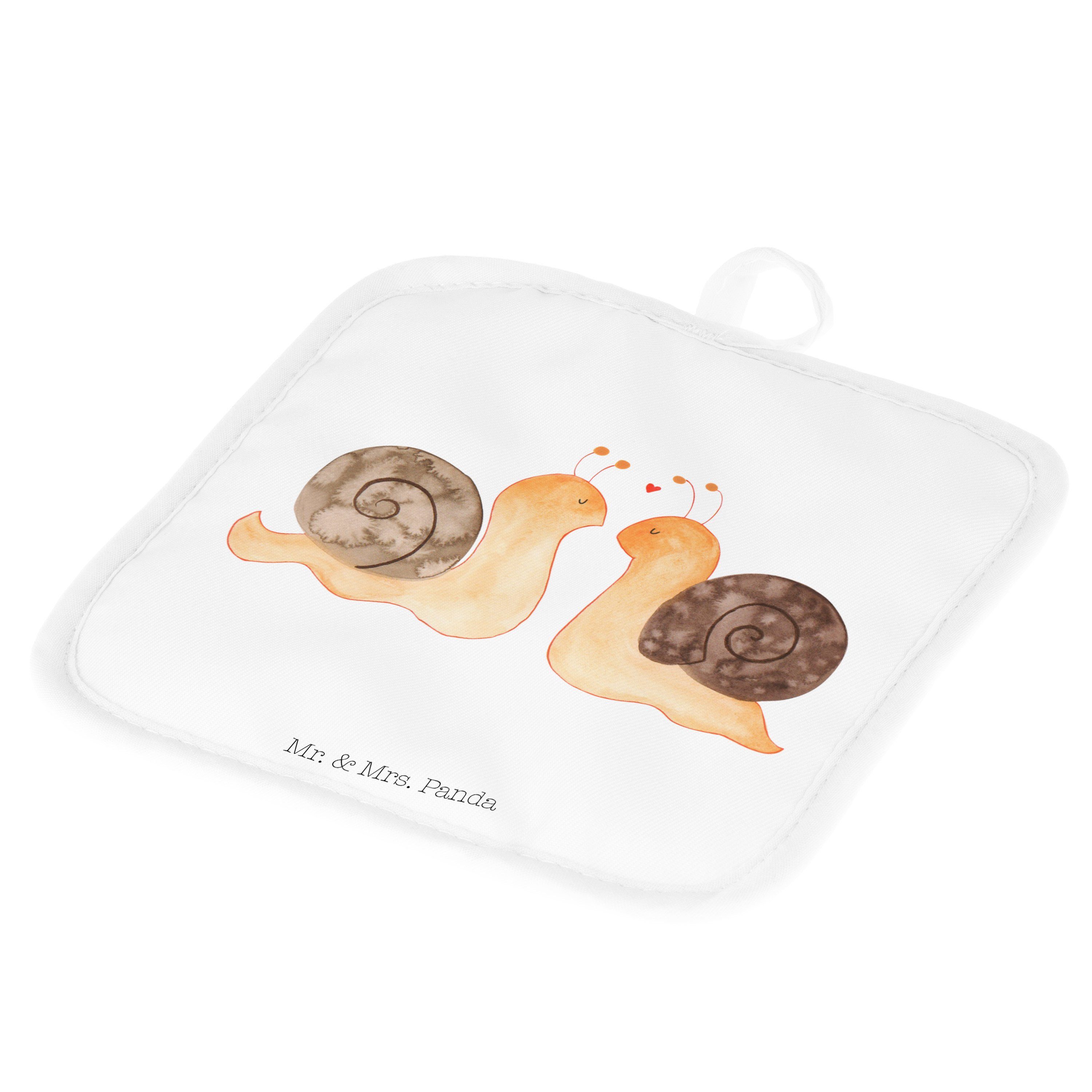 Mr. & Mrs. Panda - Topflappen - (1-tlg) Ofenhandschuh, Schnecken Geschenk, Topflappen Weiß lustig, Liebe
