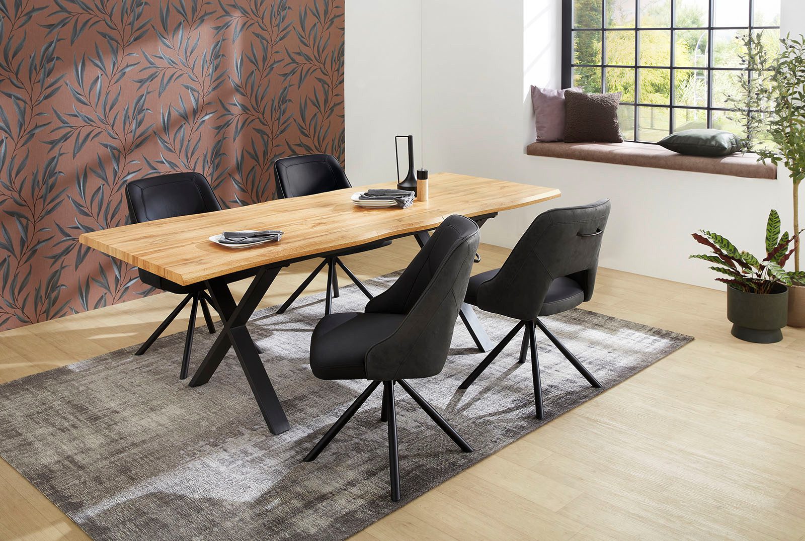 Jockenhöfer Gruppe Drehstuhl Milo (Set, 2 St) (Set, 2 St), Echtleder, inklusive Drehfunktion (360), bis 150kg belastbar