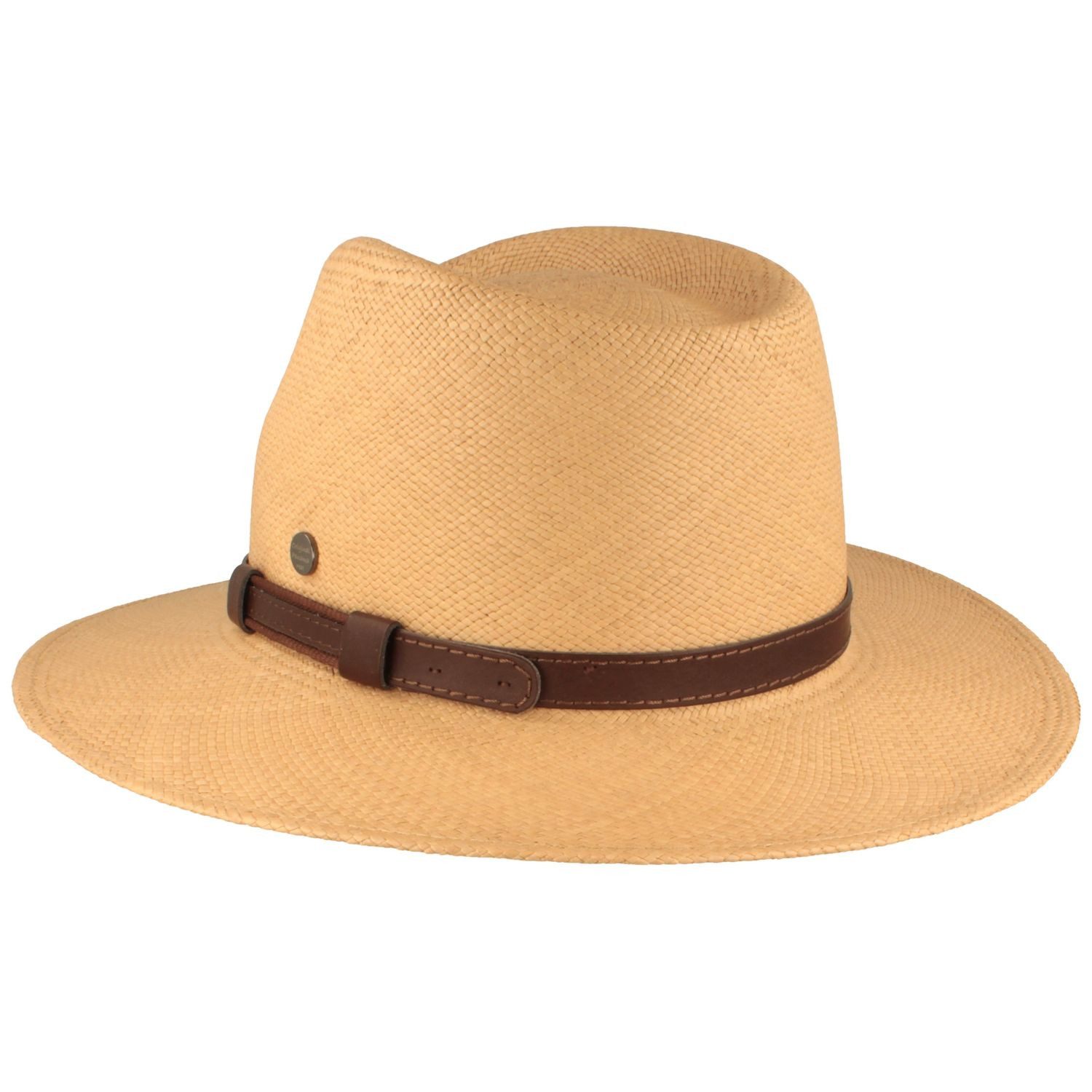 Breiter Strohhut Extra breiter Panama mit schicker Leder-Garnitur