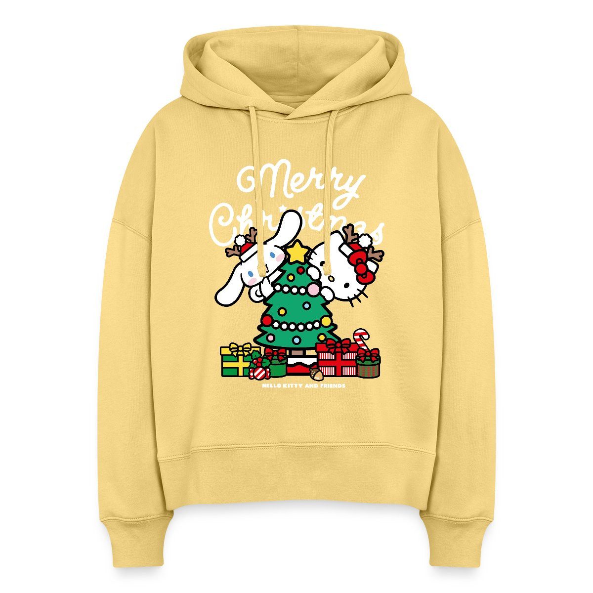 Hoodie Hello Kitty Und Cinnamoroll Weihnachten Frauen Boxy Organic Hoodie