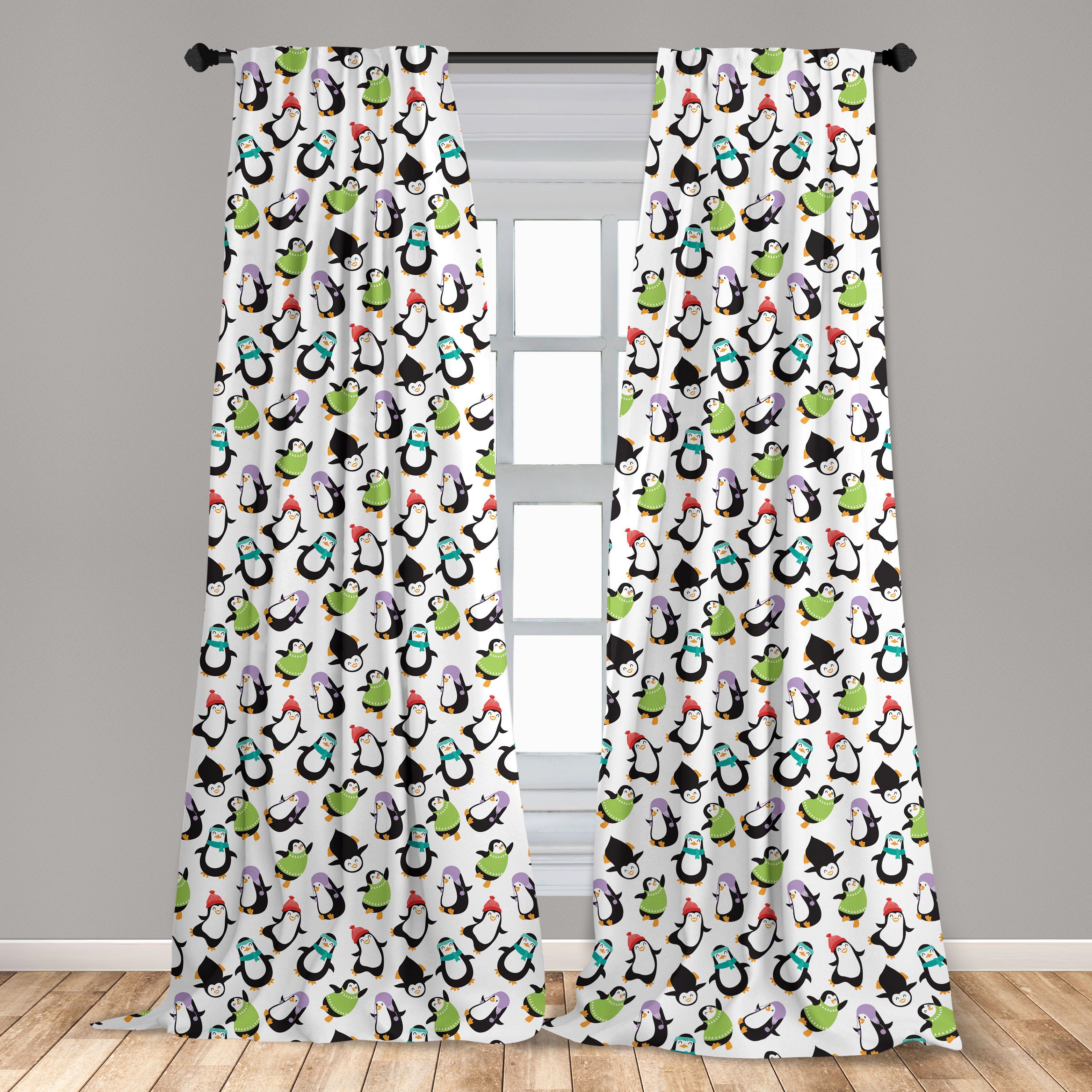 Gardine Vorhang für Wohnzimmer Tiere Microfaser, Schlafzimmer Abakuhaus, Dekor, Pinguin Lustige Glückliche