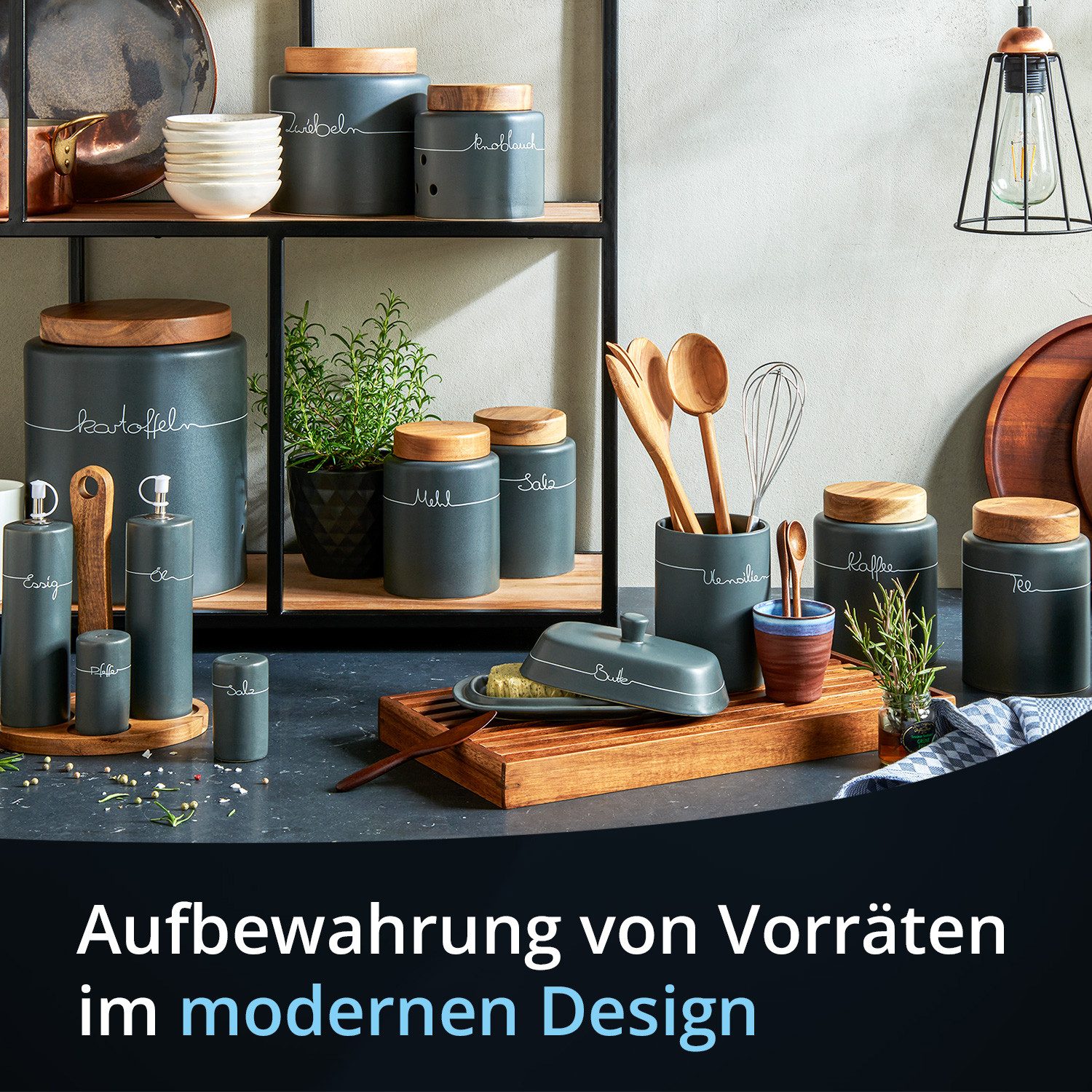 KHG Vorratsdose Seifenspender aus Steinzeug in Grau – nachfüllbarer Seifenspender, Steingut, Nachfüllbarer Seifen‑Spender in Grau mit klassischem Design – Bild 3 von 5