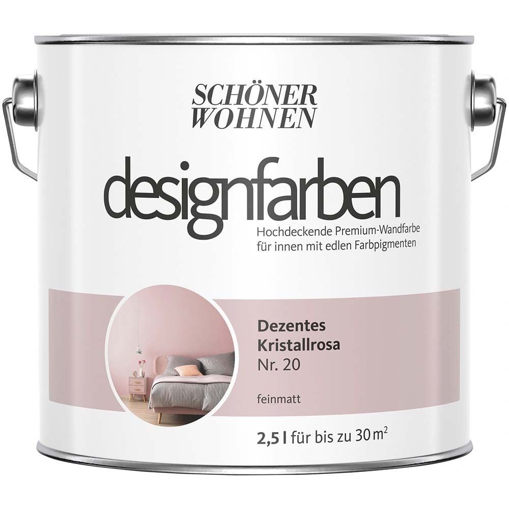 SCHÖNER WOHNEN FARBE Wandfarbe Schöner Wohnen Designfarben 2,5 Ltr. Dezentes Kristallrosa Nr. 20