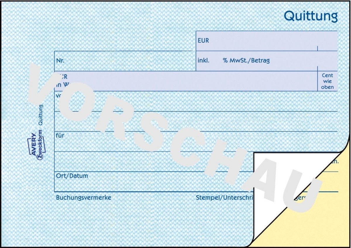 Formularblock Formularbuch Quittung A6 quer selbstdurchschreibend VE=2x40 Blatt