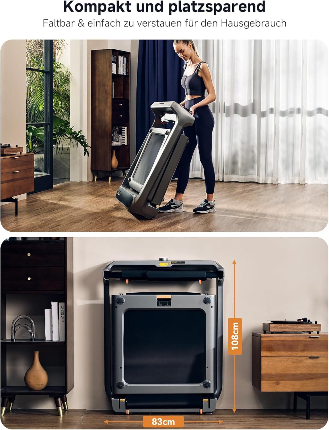 Kingsmith Laufband WalkingPad X218 Klappbar,mit Handläufen, bis 18 km/h & 136 kg, Doppelfalttechnik, App Steuerung, LED Touch, 1-18km/h, Max. 136Kg