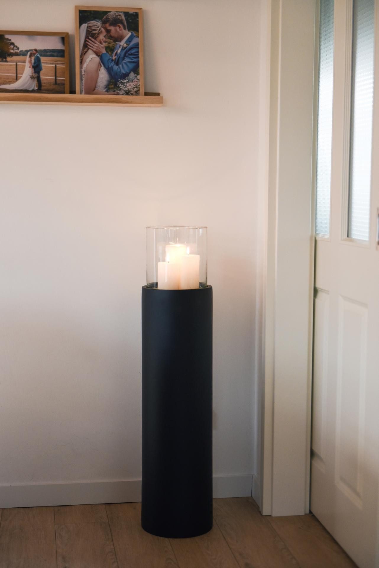 VIVANNO Bodenwindlicht Fiberglas CANDIRO Rund - Schwarz Matt (1 St), 23x100 cm